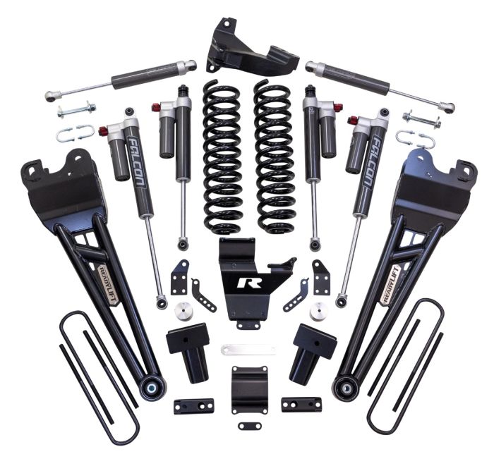 Ready Lift - 4" COIL SPRING SUSPENSION SYSTEM WITH FALCON MAX3.3 SHOCKS AND RADIUS ARMS - 2023-2025 FORD SUPER DUTY F250/F350 4WD - Legends Auto Parts