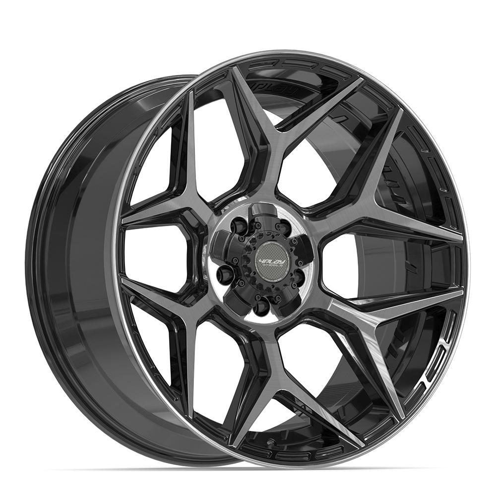 4PLAY 4P06 Wheels - Gloss Black Brushed with Tinted Clear