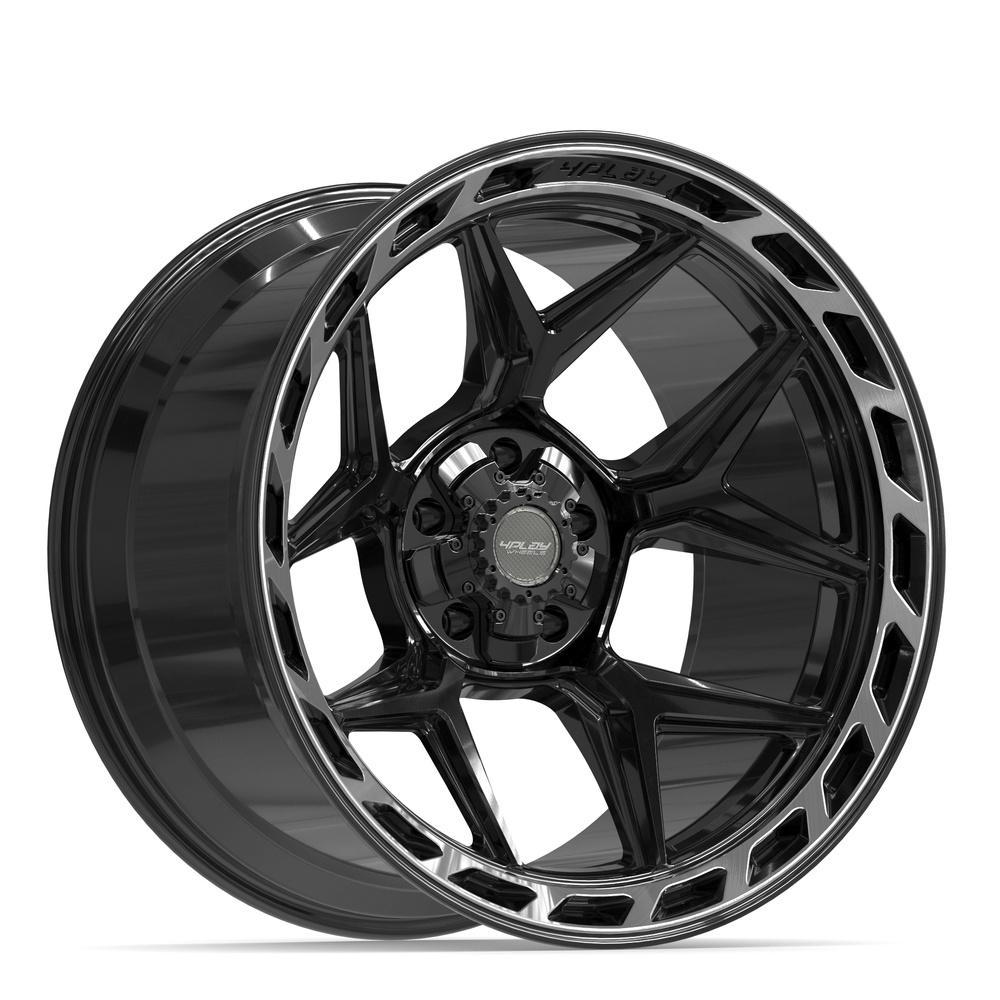 4PLAY 4P55 Wheels - Gloss Black Brushed with Tinted Clear