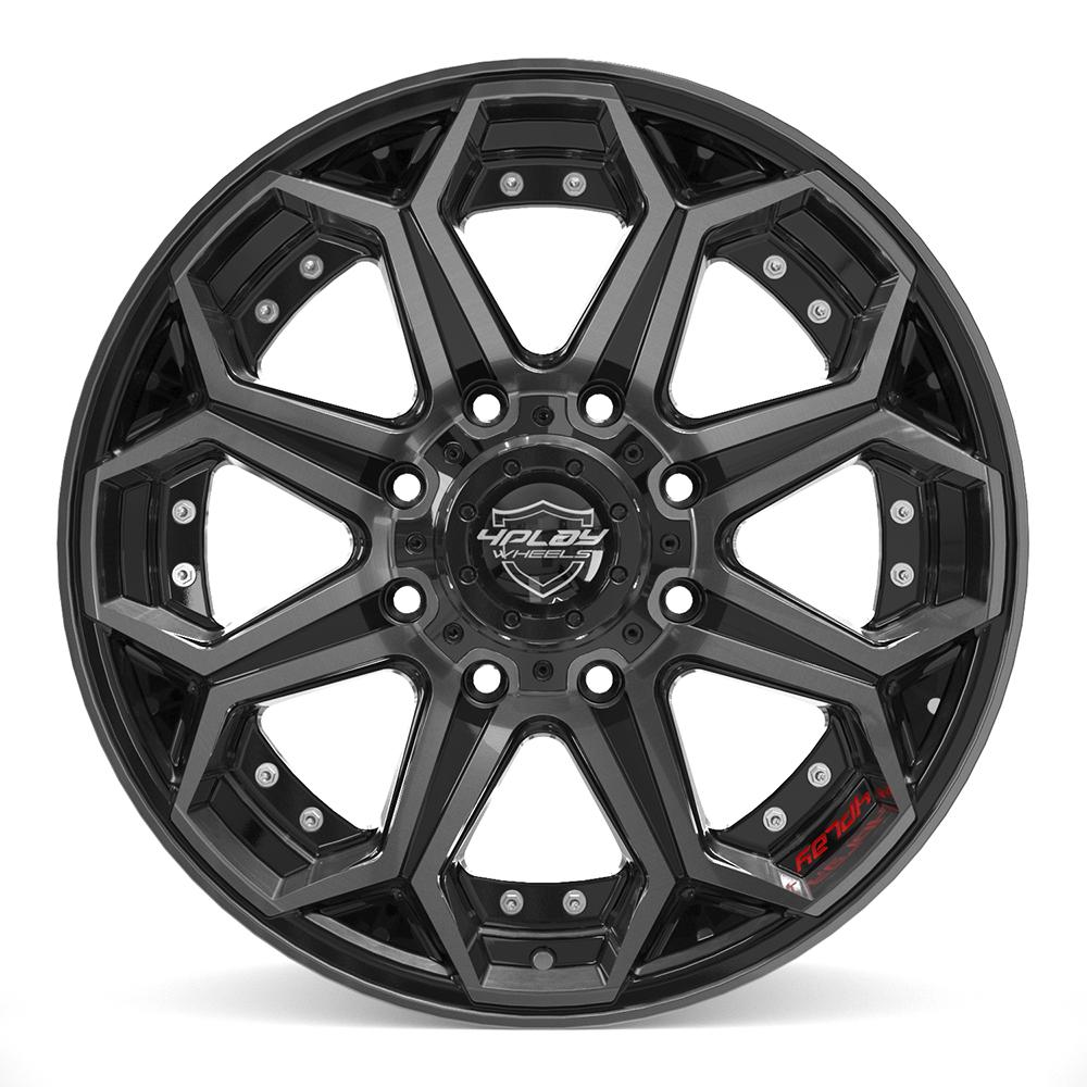 4PLAY 4P80R Wheels - Gloss Black Brushed with Tinted Clear