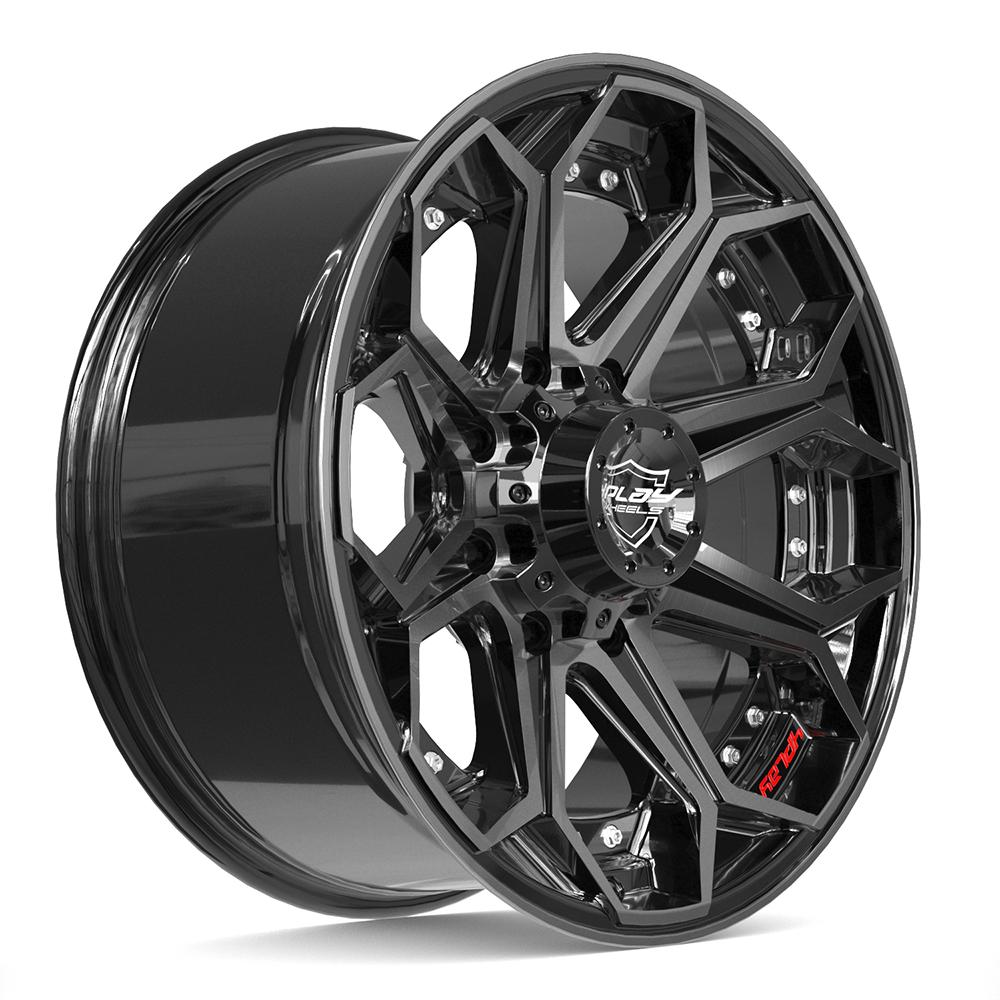 4PLAY 4P80R Wheels - Gloss Black Brushed with Tinted Clear