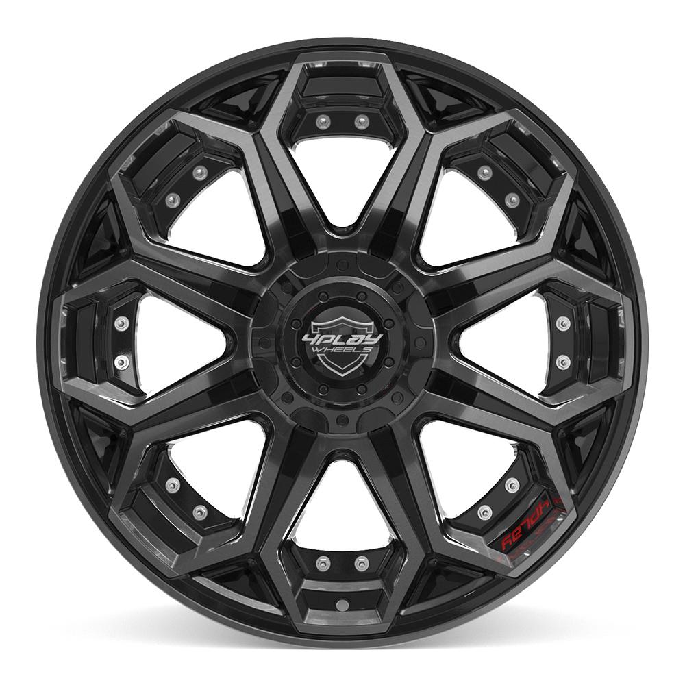 4PLAY 4P80R Wheels - Gloss Black Brushed with Tinted Clear