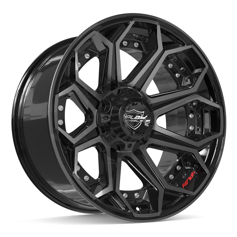 4PLAY 4P80R Wheels - Gloss Black Brushed with Tinted Clear