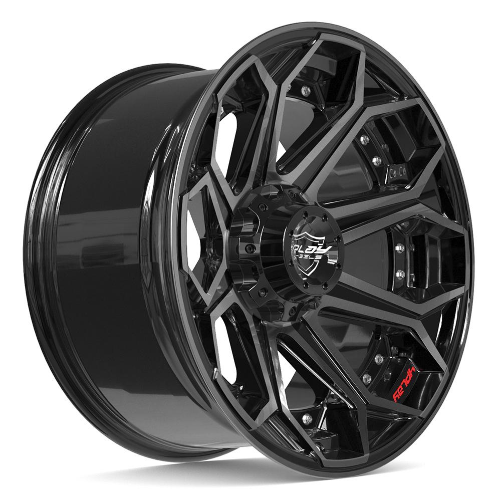 4PLAY 4P80R Wheels - Gloss Black Brushed with Tinted Clear