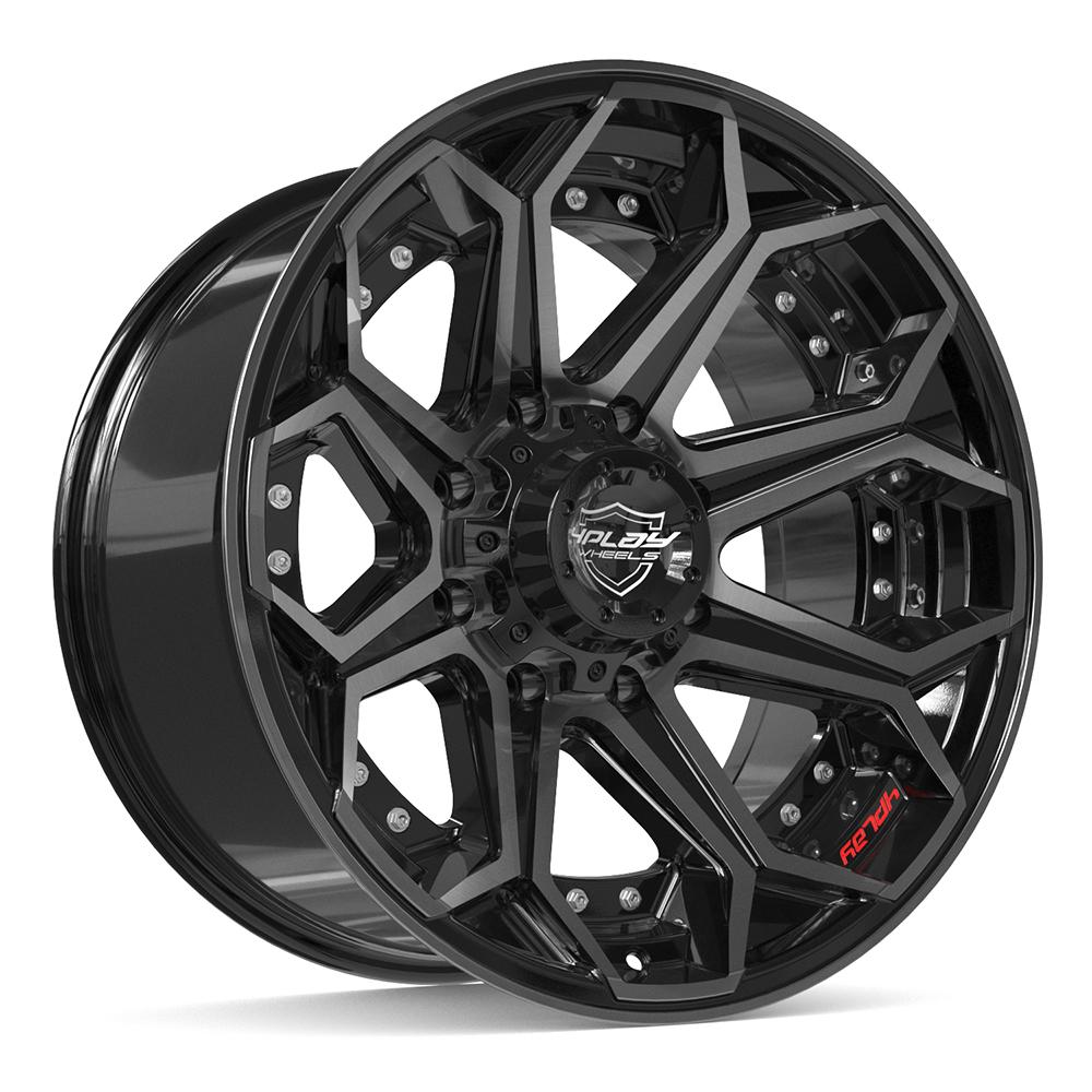 4PLAY 4P80R Wheels - Gloss Black Brushed with Tinted Clear
