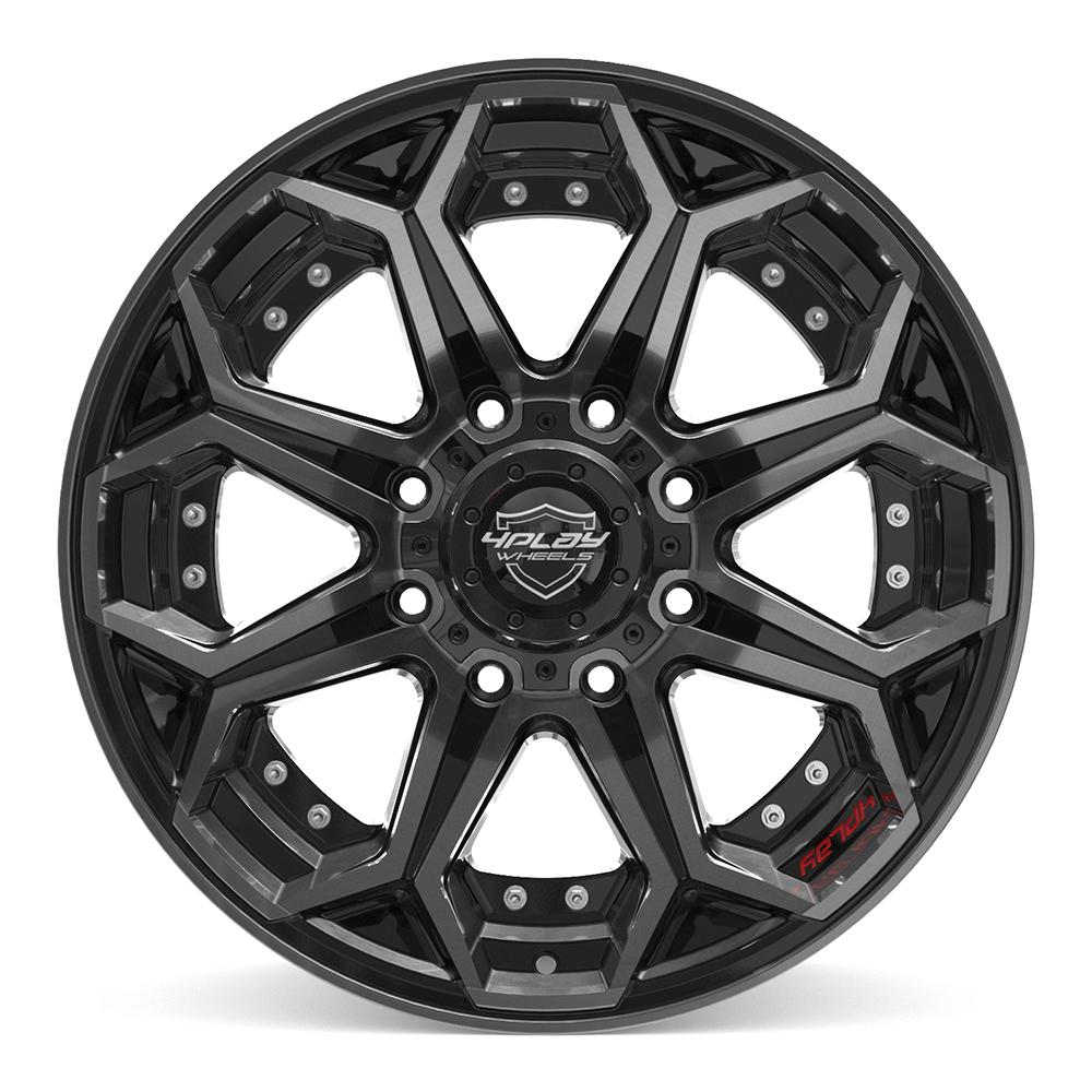 4PLAY 4P80R Wheels - Gloss Black Brushed with Tinted Clear