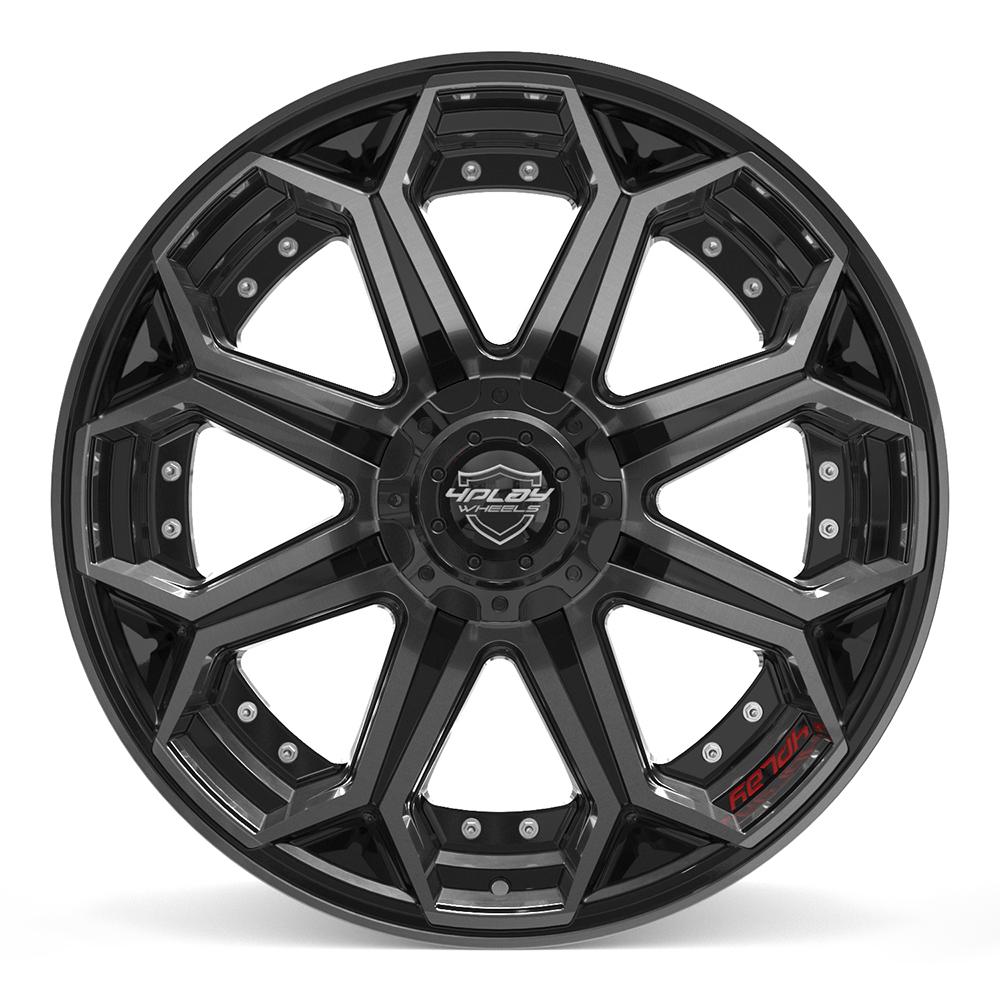 4PLAY 4P80R Wheels - Gloss Black Brushed with Tinted Clear