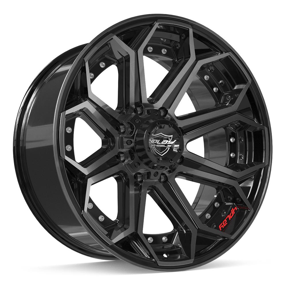 4PLAY 4P80R Wheels - Gloss Black Brushed with Tinted Clear