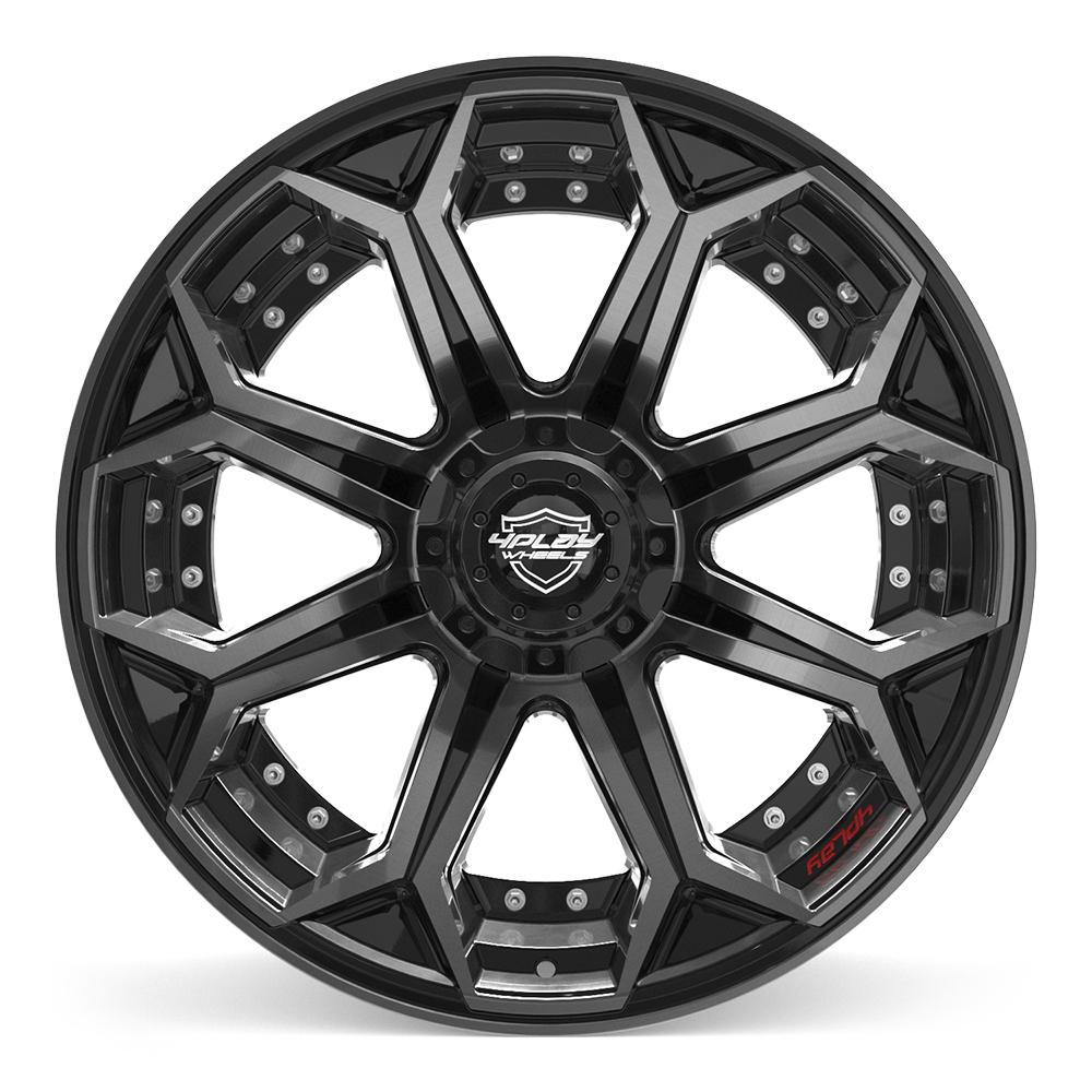 4PLAY 4P80R Wheels - Gloss Black Brushed with Tinted Clear