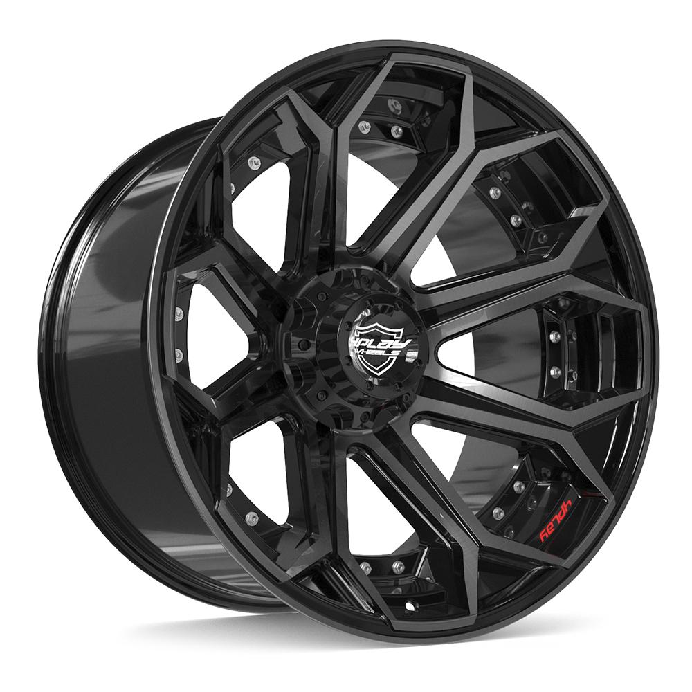 4PLAY 4P80R Wheels - Gloss Black Brushed with Tinted Clear