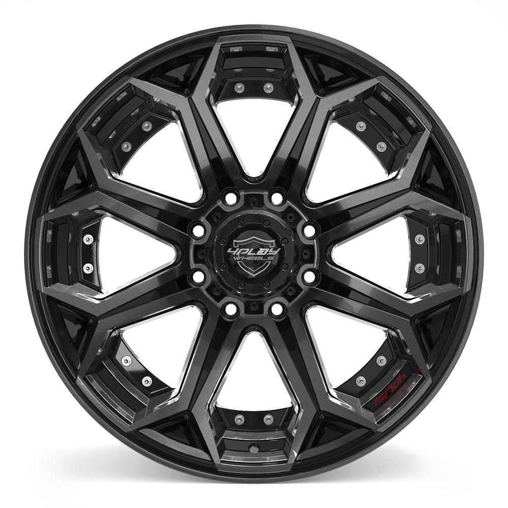 4PLAY 4P80R Wheels - Gloss Black Brushed with Tinted Clear