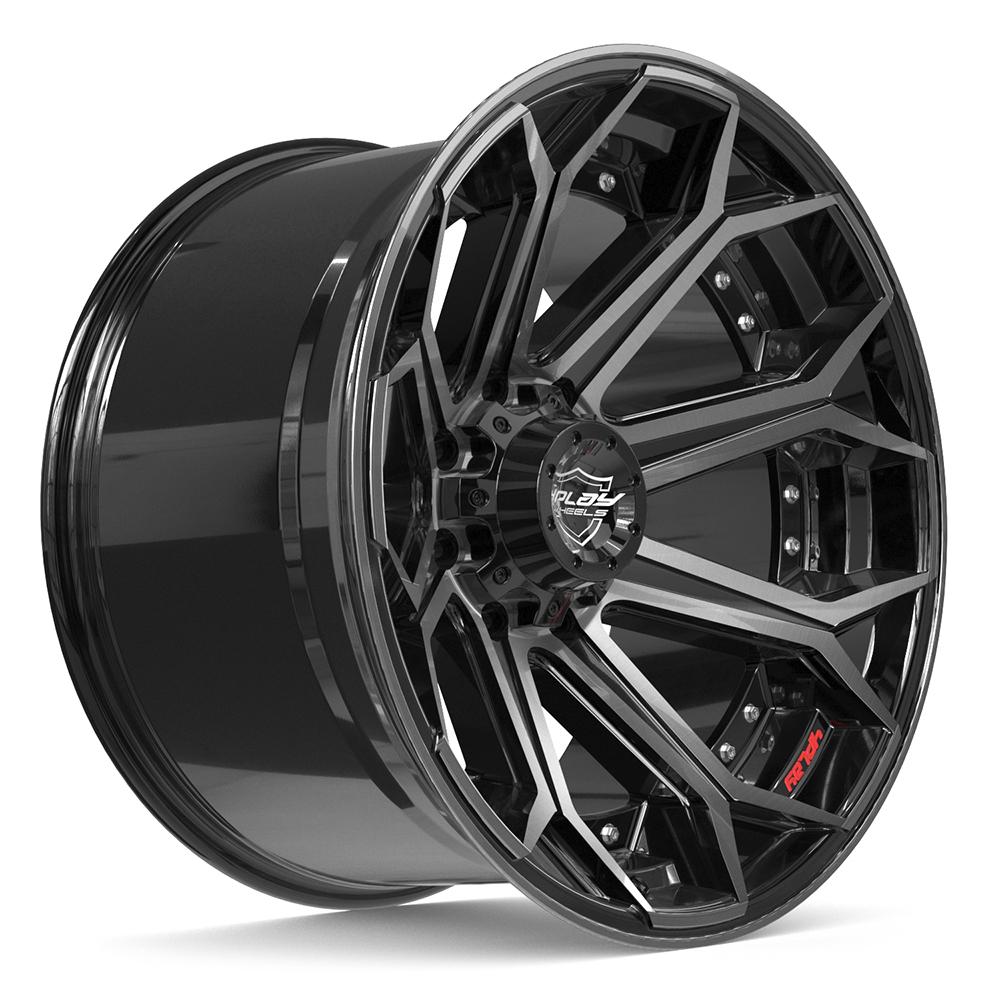 4PLAY 4P80R Wheels - Gloss Black Brushed with Tinted Clear