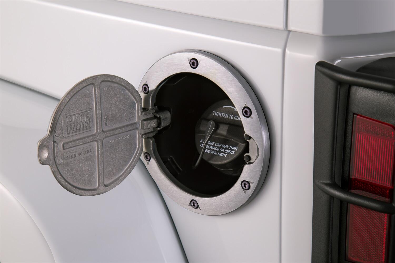 Brushed Aluminum Fuel Door For 2007-2018 Jeep Wrangler JK/JK Unlimited 2-Door/4-Door AMP Research