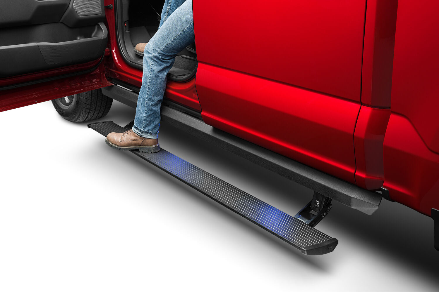 PowerStep XL Electric Running Boards Plug N Play System For 2014-2018 Silverado/Sierra 1500 (Incl 2019 Silverado LD/Sierra Limited) 2015-2019 Silverado/Sierra 2500/3500 Gas Only Crew Cab AMP Research
