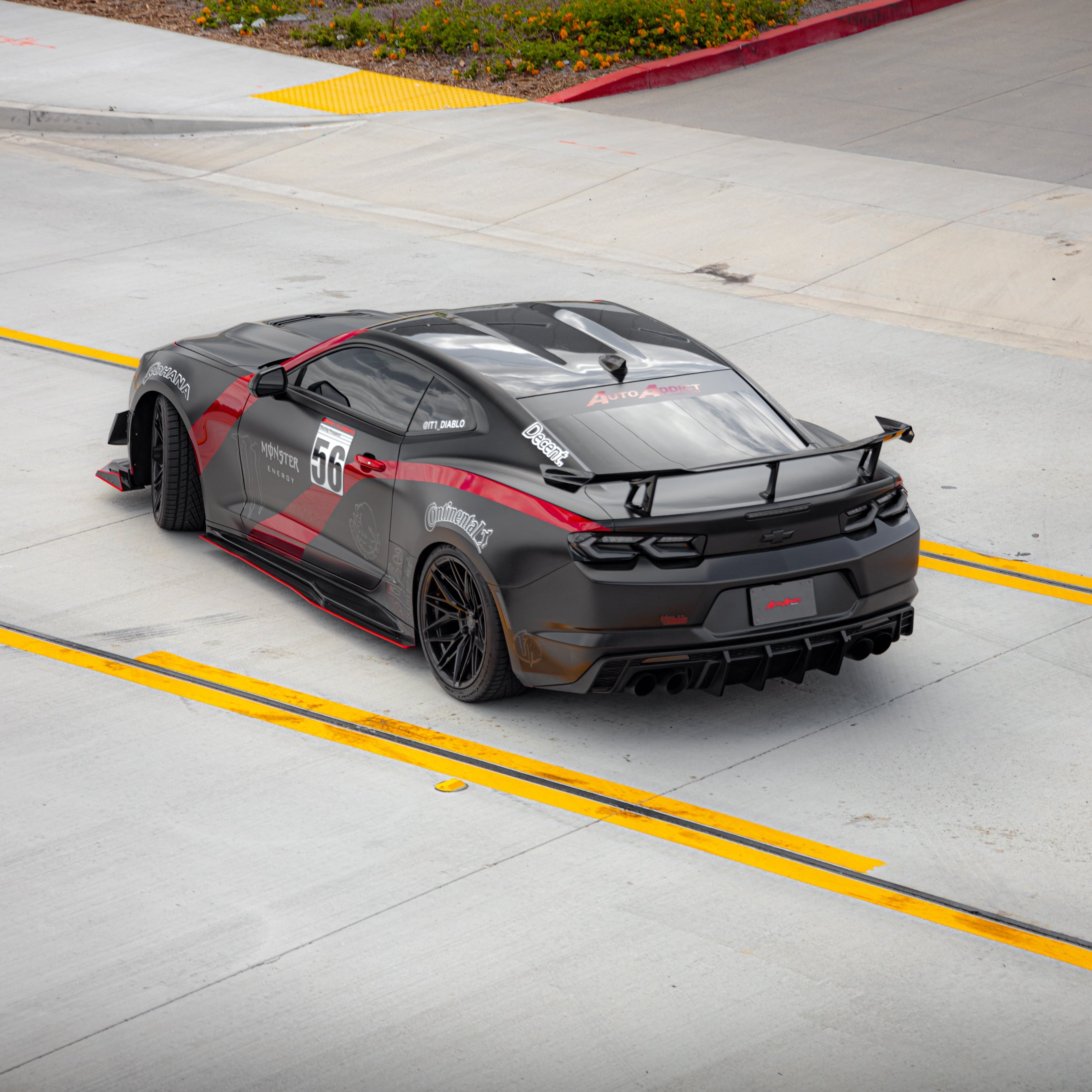 2016-2025 Chevy Camaro Evo Style Shark Fins Rear Diffuser Quad/Single Tips SS/RS/LT & ZL1 w/ Smoke Reflectors - Legends Auto Parts
