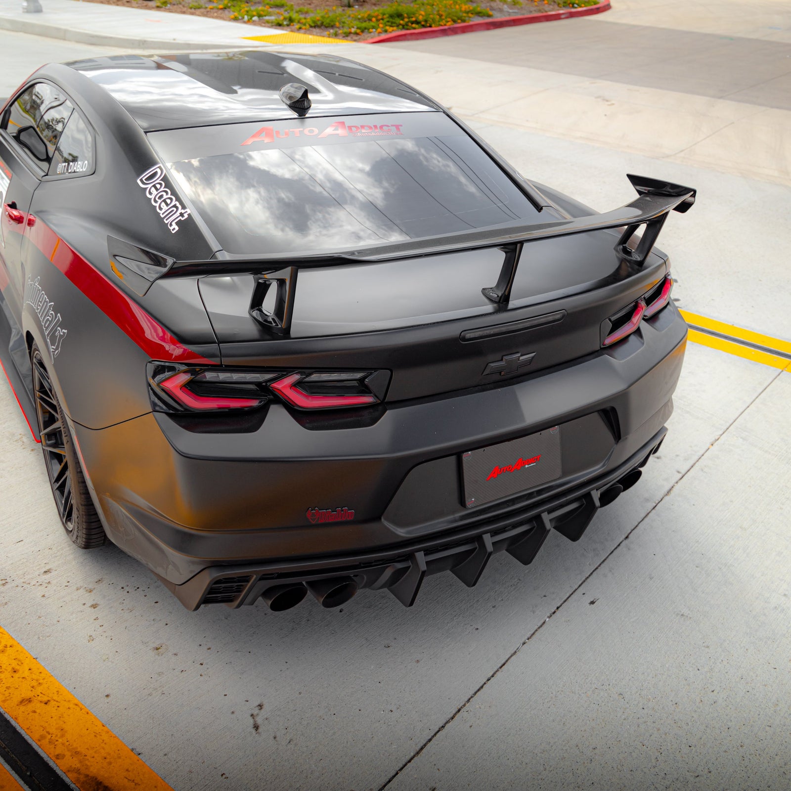 2016-2025 Chevy Camaro Evo Style Shark Fins Rear Diffuser Quad/Single Tips SS/RS/LT & ZL1 w/ Smoke Reflectors - Legends Auto Parts