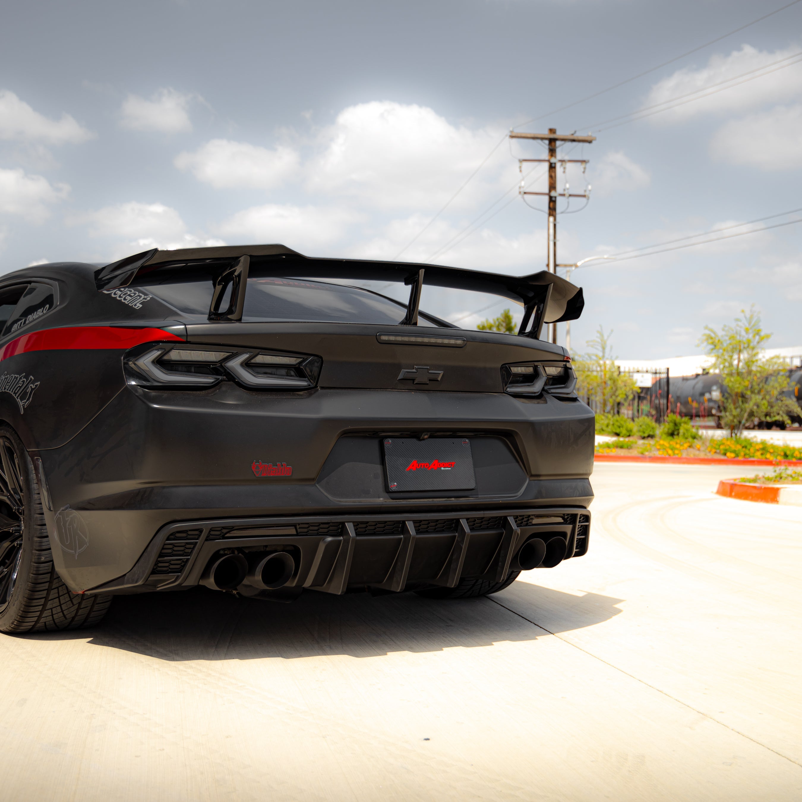 2016-2025 Chevy Camaro Evo Style Shark Fins Rear Diffuser Quad/Single Tips SS/RS/LT & ZL1 w/ Smoke Reflectors - Legends Auto Parts