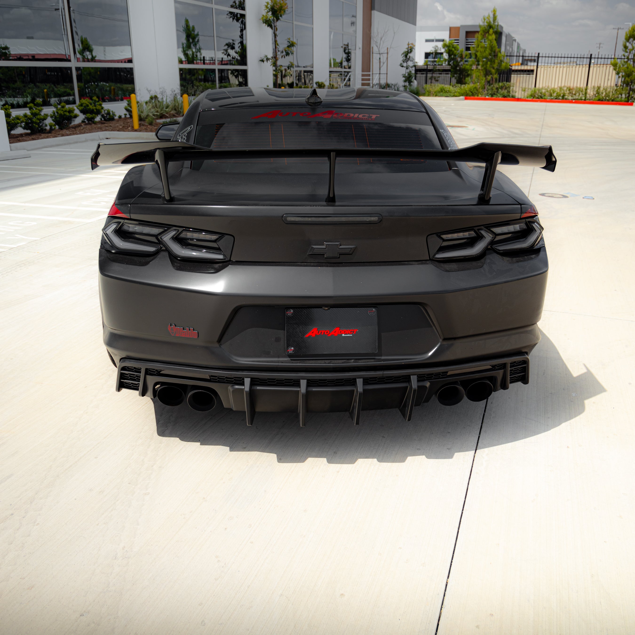 2016-2025 Chevy Camaro Evo Style Shark Fins Rear Diffuser Quad/Single Tips SS/RS/LT & ZL1 w/ Smoke Reflectors - Legends Auto Parts