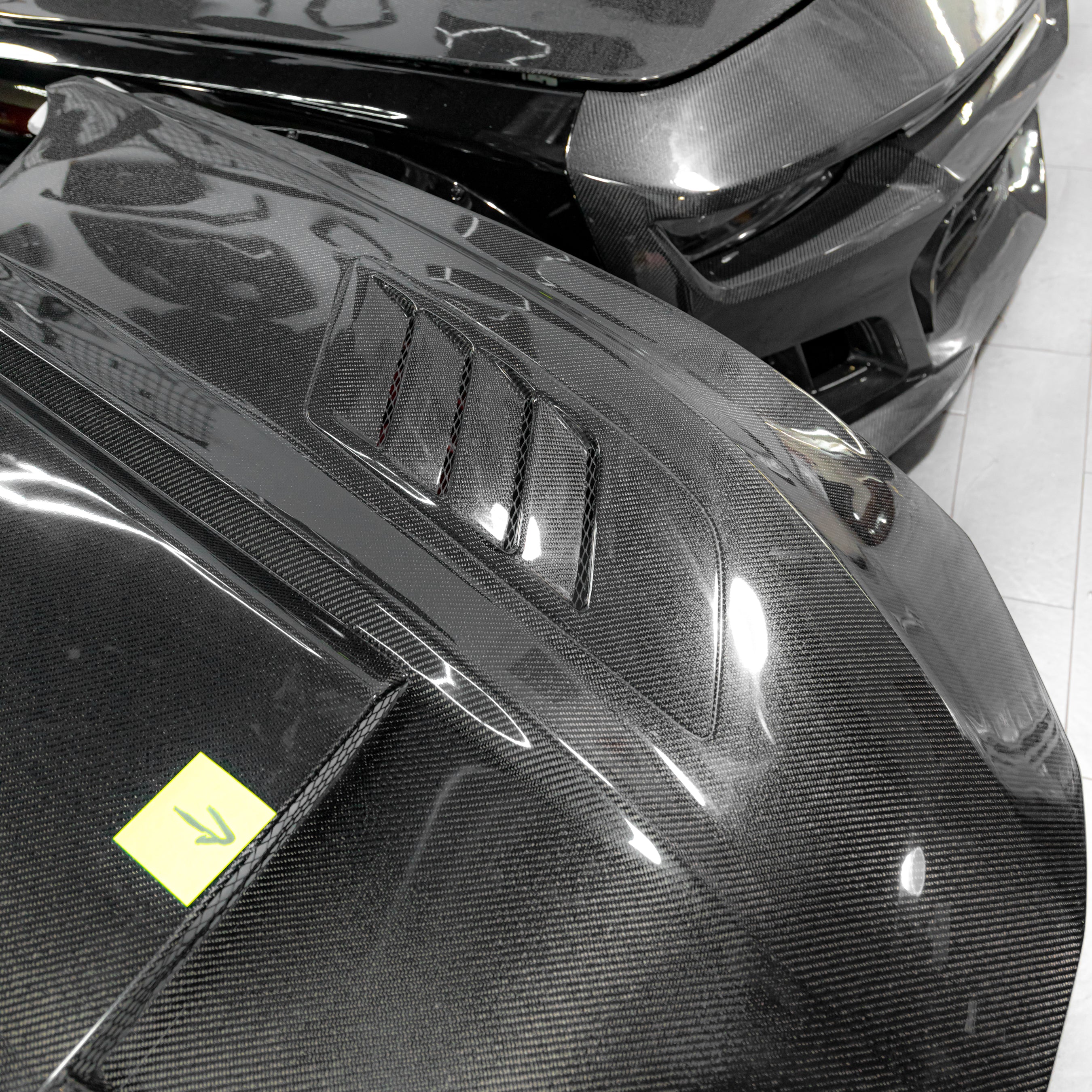 OPEN BOX 2015-2017 Ford Mustang Gloss Carbon Fiber Hood Terminator Aggressive Style - Legends Auto Parts