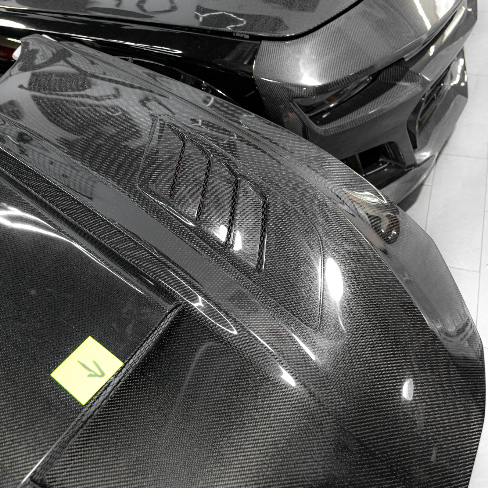 OPEN BOX 2015-2017 Ford Mustang Gloss Carbon Fiber Hood Terminator Aggressive Style - Legends Auto Parts