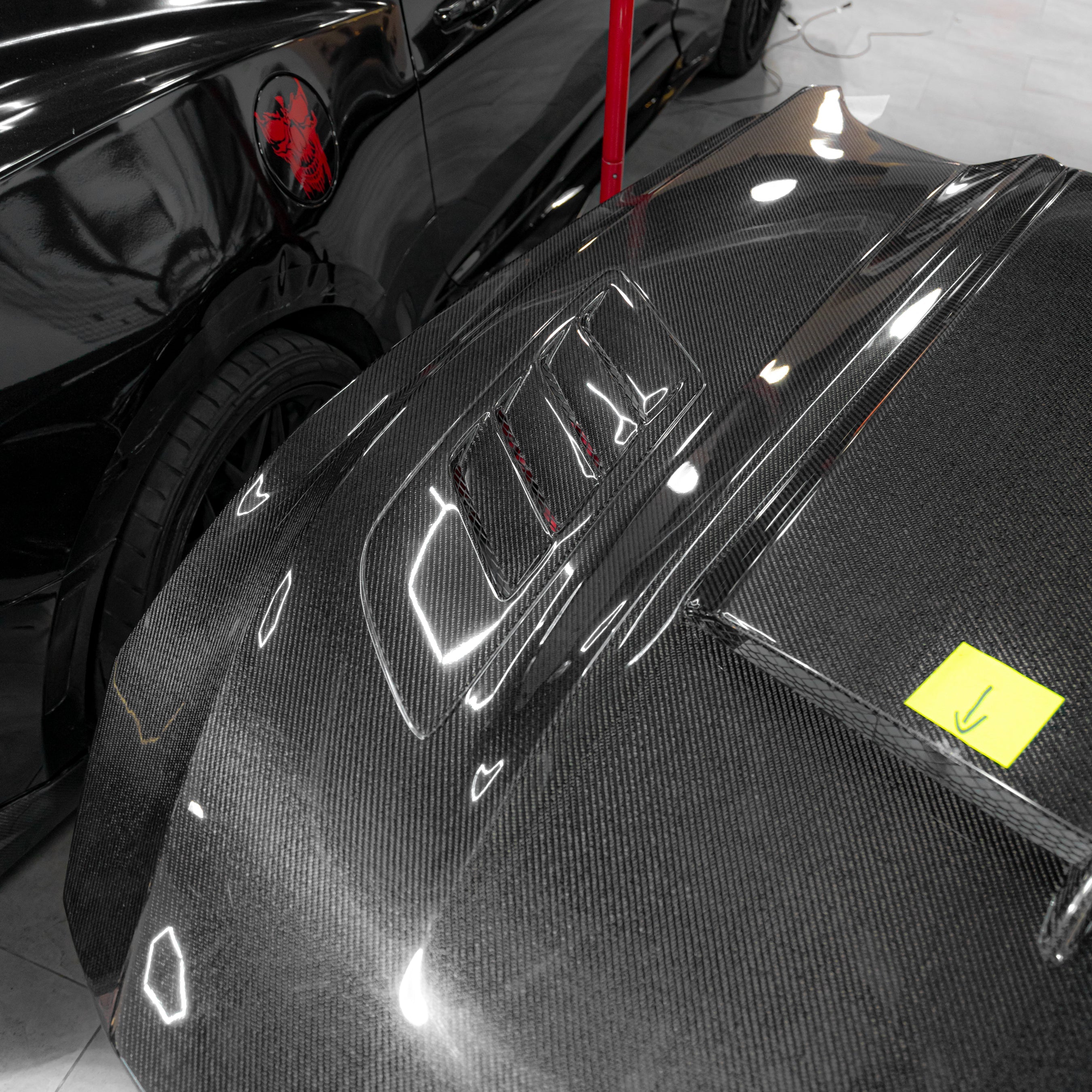 OPEN BOX 2015-2017 Ford Mustang Gloss Carbon Fiber Hood Terminator Aggressive Style - Legends Auto Parts