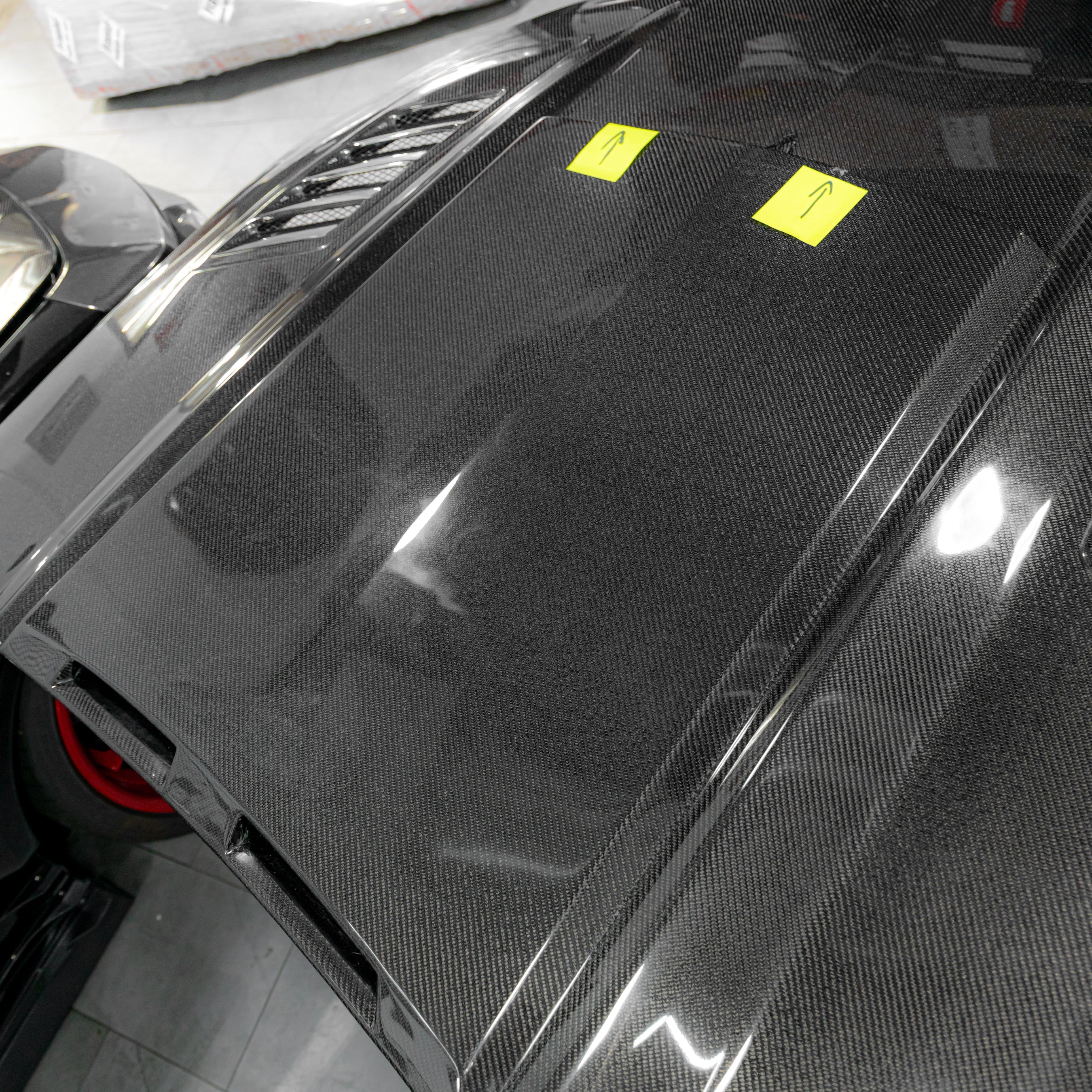 OPEN BOX 2015-2017 Ford Mustang Gloss Carbon Fiber Hood Terminator Aggressive Style - Legends Auto Parts