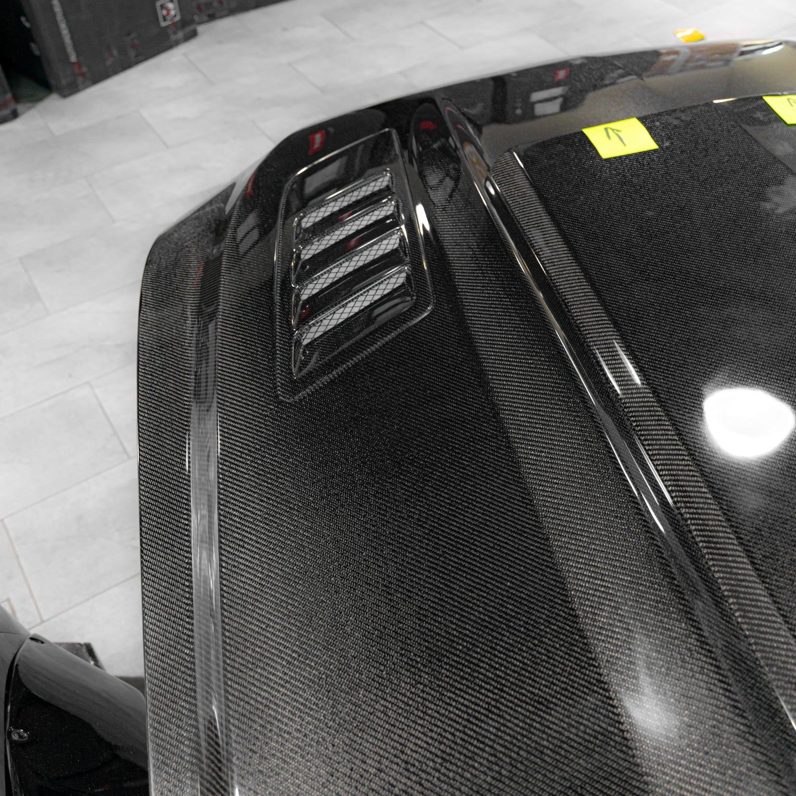 OPEN BOX 2015-2017 Ford Mustang Gloss Carbon Fiber Hood Terminator Aggressive Style - Legends Auto Parts