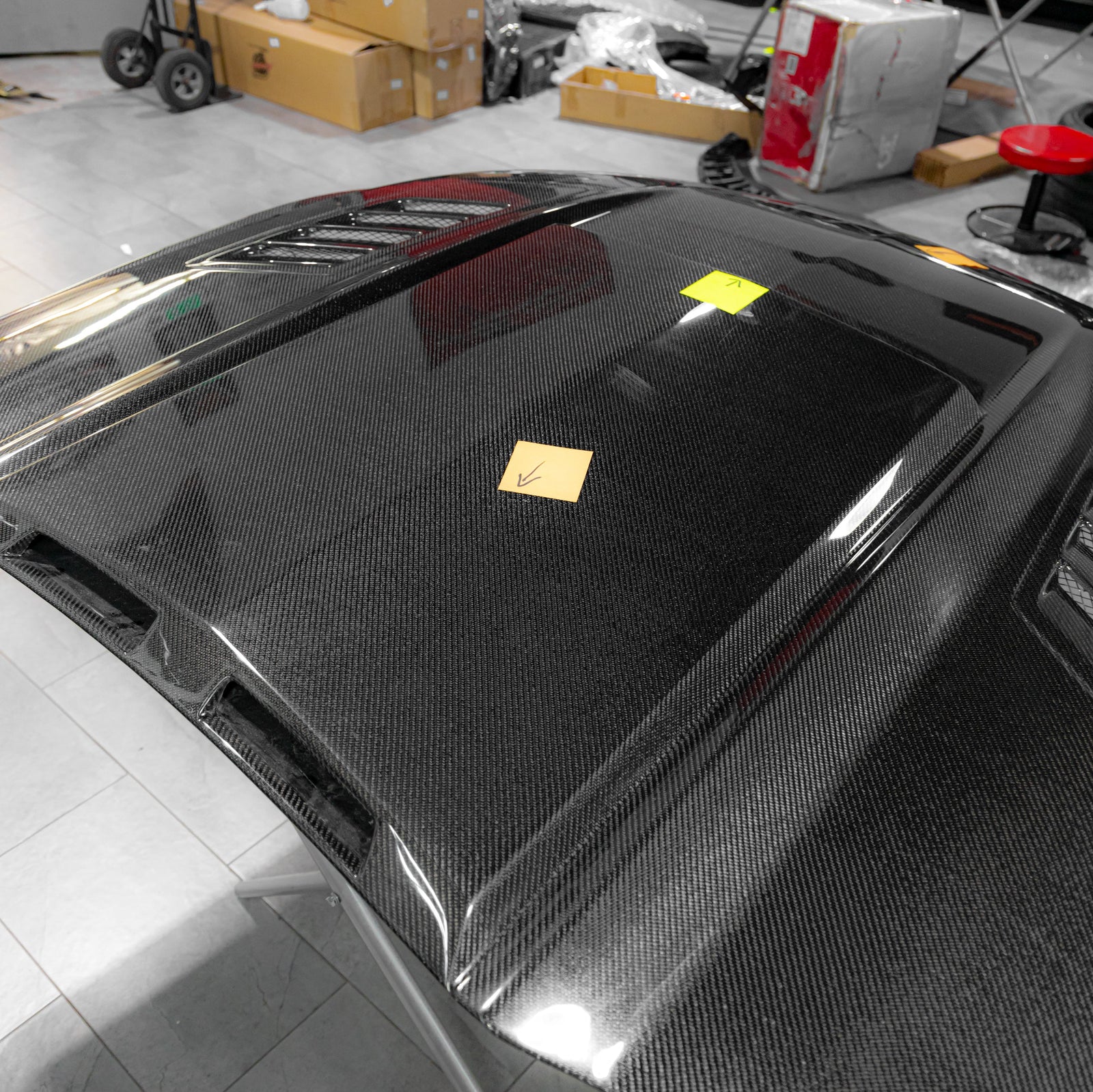 OPEN BOX 2015-2017 Ford Mustang Gloss Carbon Fiber Hood Terminator Aggressive Style - Legends Auto Parts