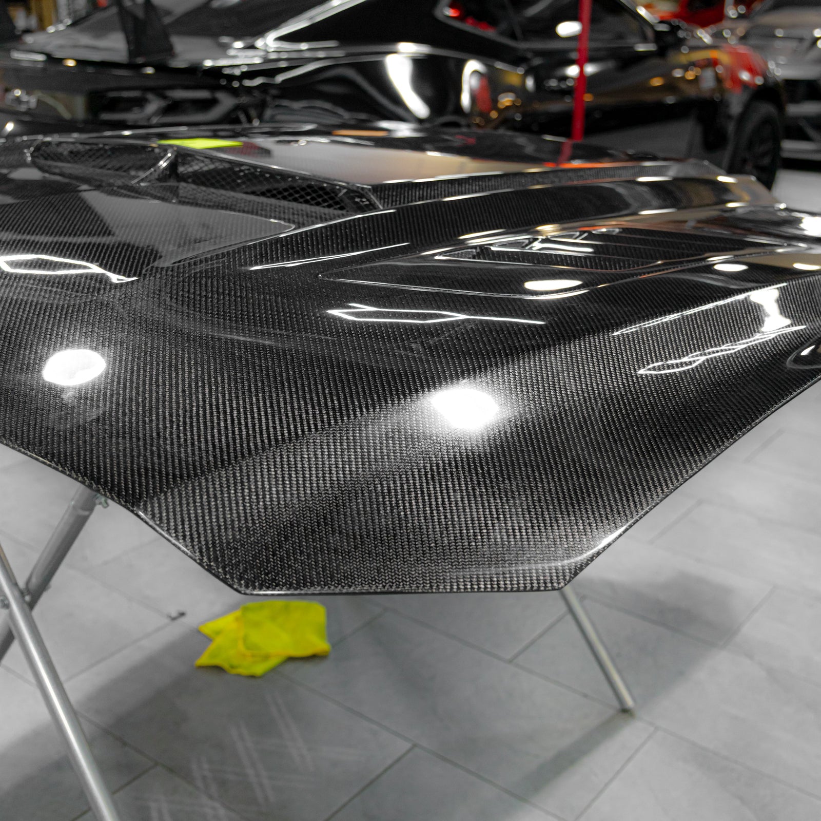 OPEN BOX 2015-2017 Ford Mustang Gloss Carbon Fiber Hood Terminator Aggressive Style - Legends Auto Parts
