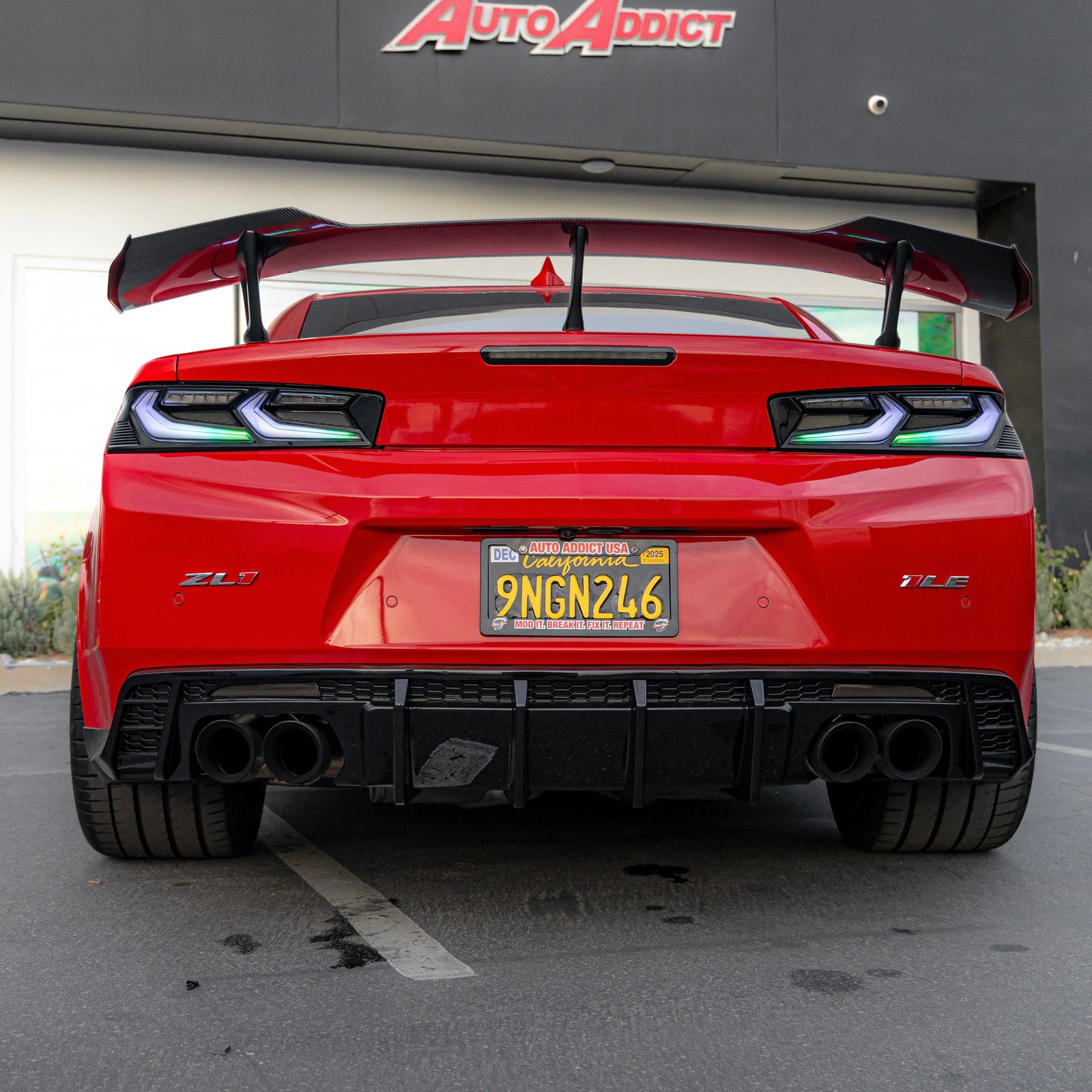 2016-2025 Chevy Camaro Evo Style Shark Fins Rear Diffuser Quad/Single Tips SS/RS/LT & ZL1 w/ Smoke Reflectors - Legends Auto Parts