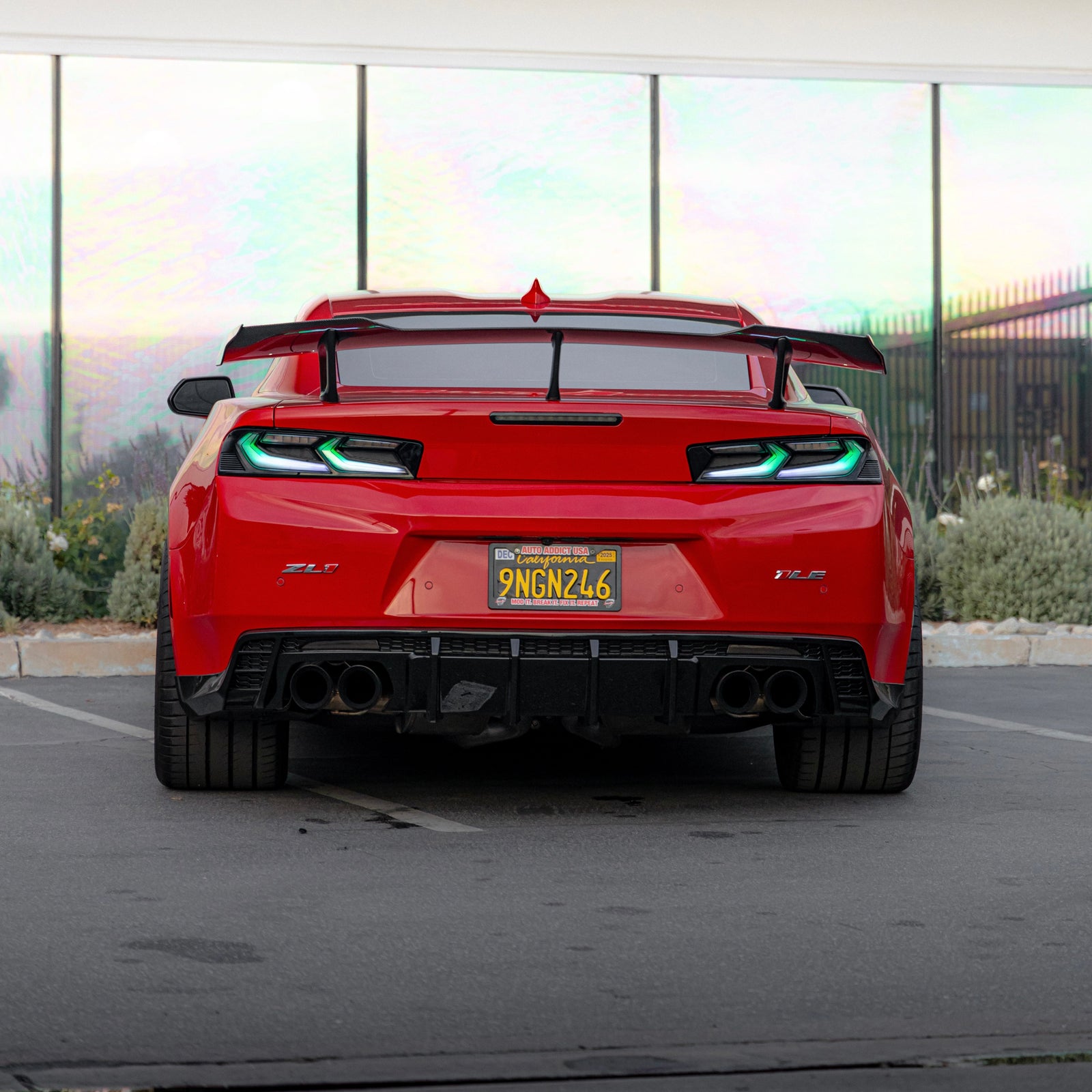 2016-2025 Chevy Camaro Evo Style Shark Fins Rear Diffuser Quad/Single Tips SS/RS/LT & ZL1 w/ Smoke Reflectors - Legends Auto Parts