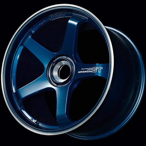 Advan Racing - Advan GT Wheel for Porsche - 20x9.0 / Offset +49 / Center Lock (Racing Titanium Blue & Ring) - Legends Auto Parts