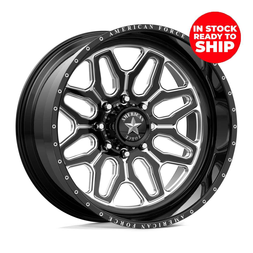 24x14 American Force CK01 Assault - 8x180 Lug Pattern - Black and Milled (Set of 4) - Legends Auto Parts