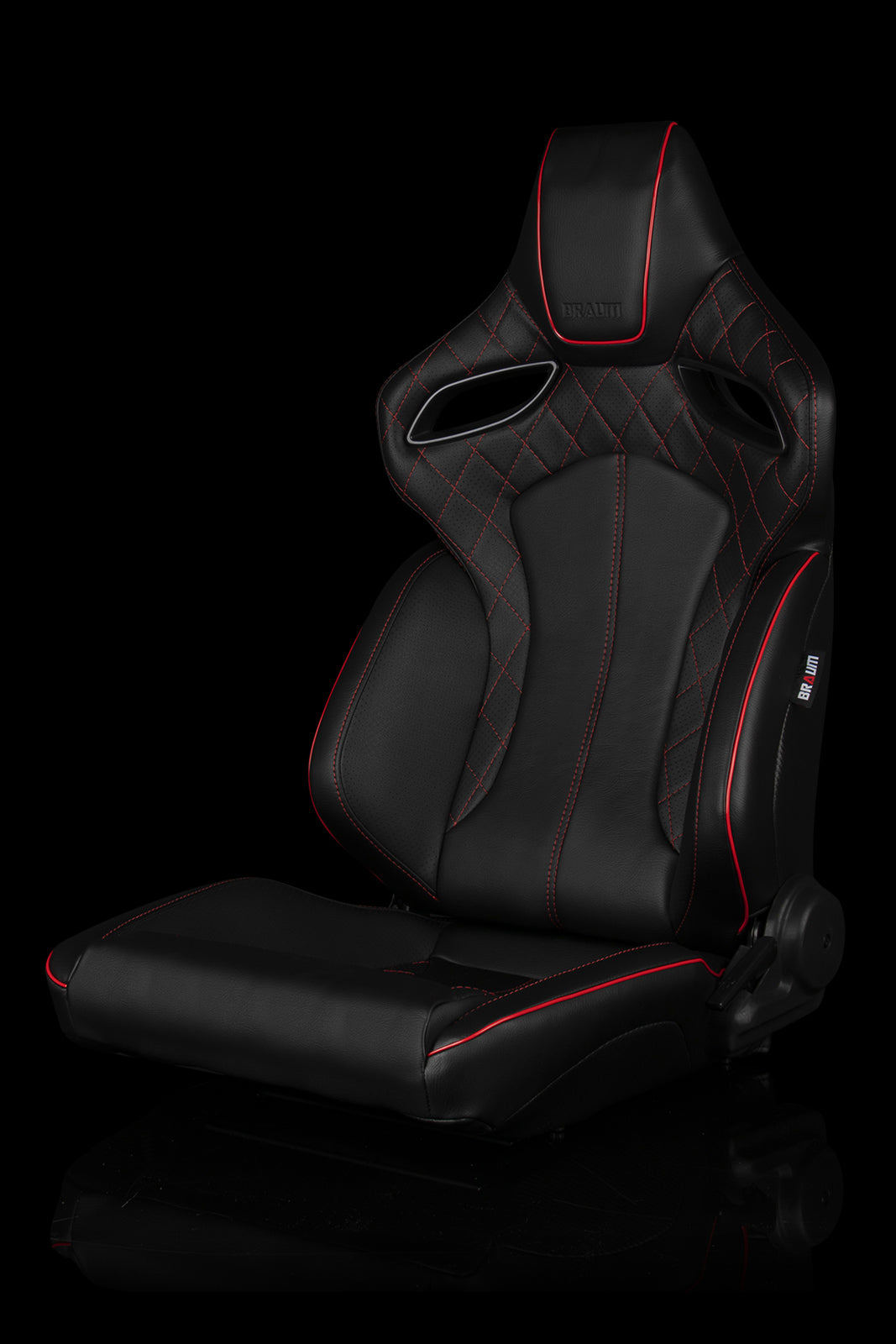 Universal BRAUM ORUE SERIES RACING SEATS (DIAMOND ED. | RED STITCHING) – PAIR - Legends Auto Parts
