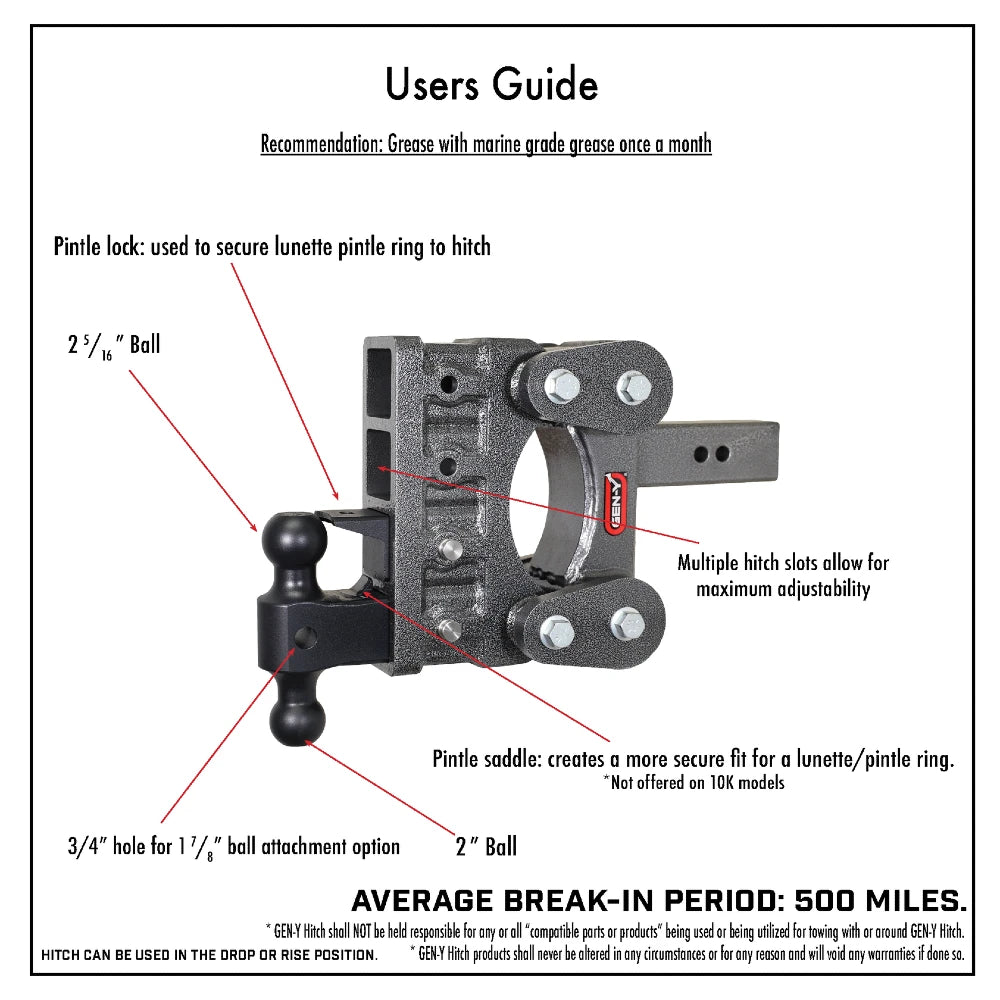 GEN-Y Hitch The Boss (Torsion-Flex) 10k Drop Hitch (2" or 2.5" Shank)