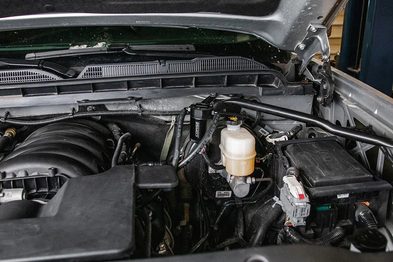 Corsa Performance - Aluminum Oil Catch Can w/ Bracket | 2014-19c Silverado, Sierra, 2015-20 GM SUV 6.2 & 5.3 - Legends Auto Parts