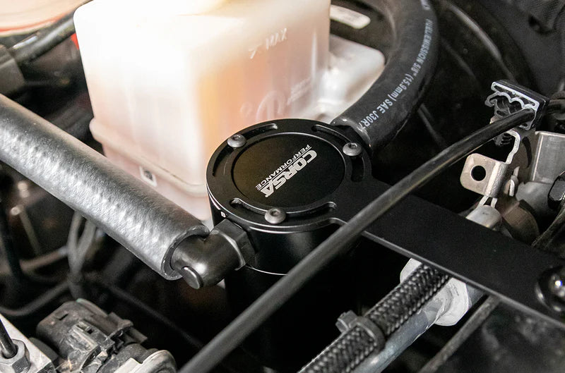 Corsa Performance - Aluminum Oil Catch Can w/ Bracket | 2018-24 Jeep Wrangler JL/JLU, Gladiator JT 3.6L - Legends Auto Parts