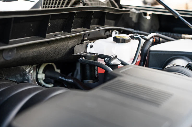 Corsa Performance - Aluminum Oil Catch Can w/ Bracket | 2019-25 Silverado, Sierra, 2021-25 GM SUV 6.2 & 5.3 - Legends Auto Parts