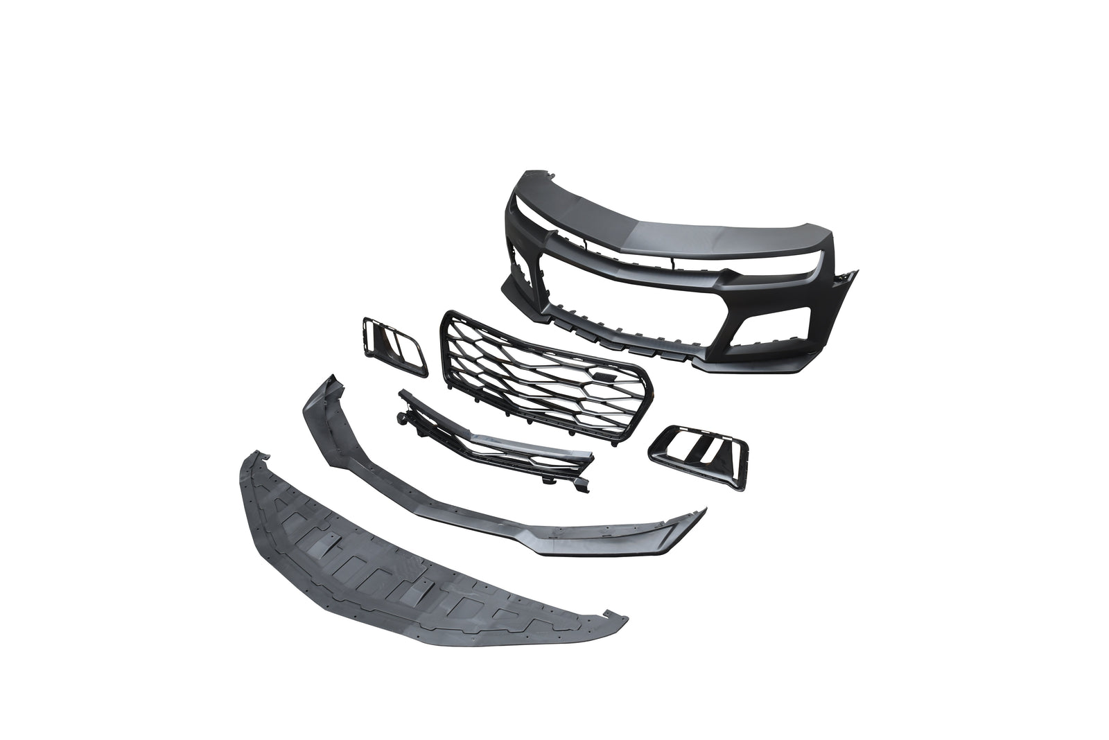 2010-2015 Chevy Camaro ZL1 Front Bumper Conversion 7pcs Full Kit Flat BLK Body Kit - Legends Auto Parts
