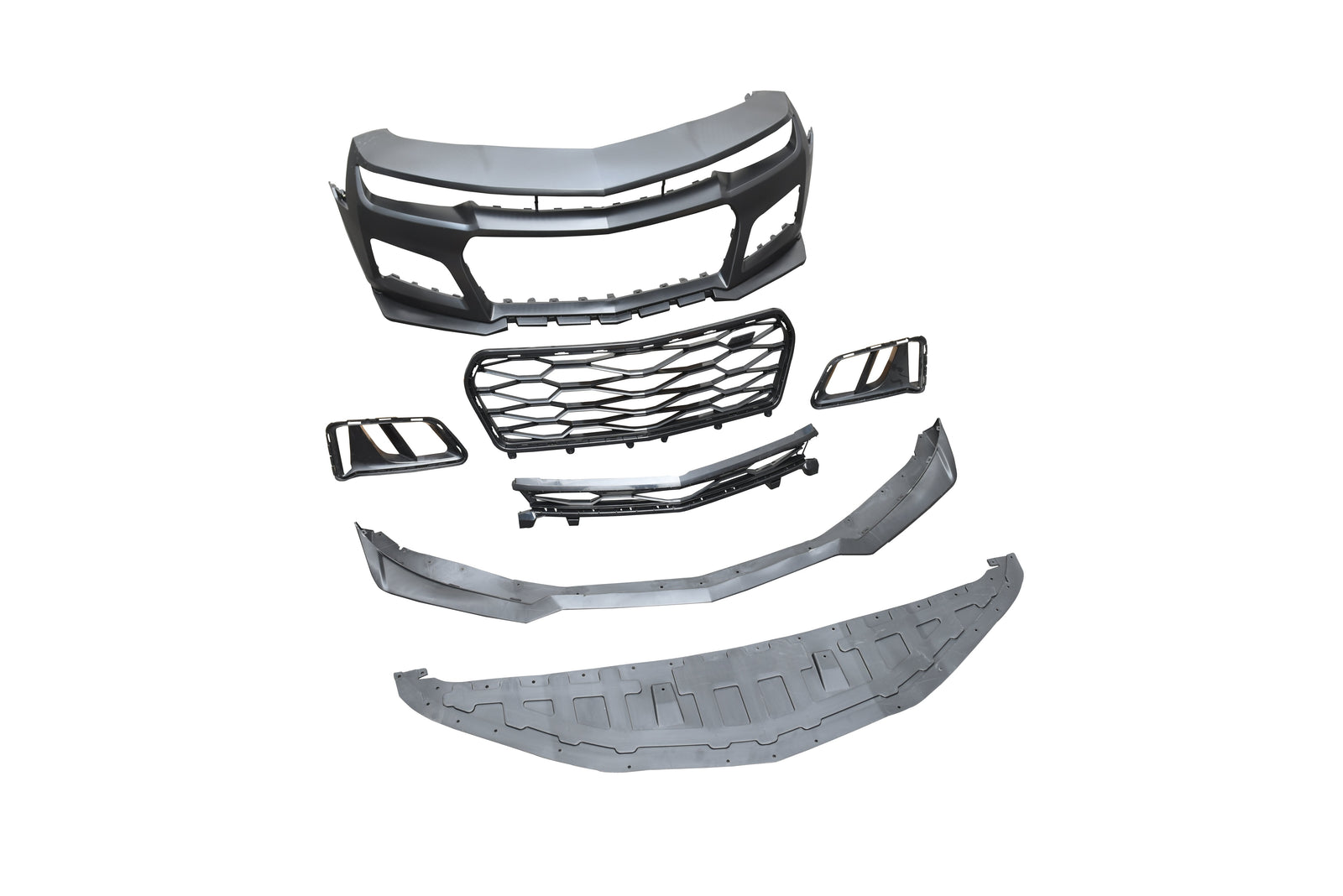 2010-2015 Chevy Camaro ZL1 Front Bumper Conversion 7pcs Full Kit Flat BLK Body Kit - Legends Auto Parts