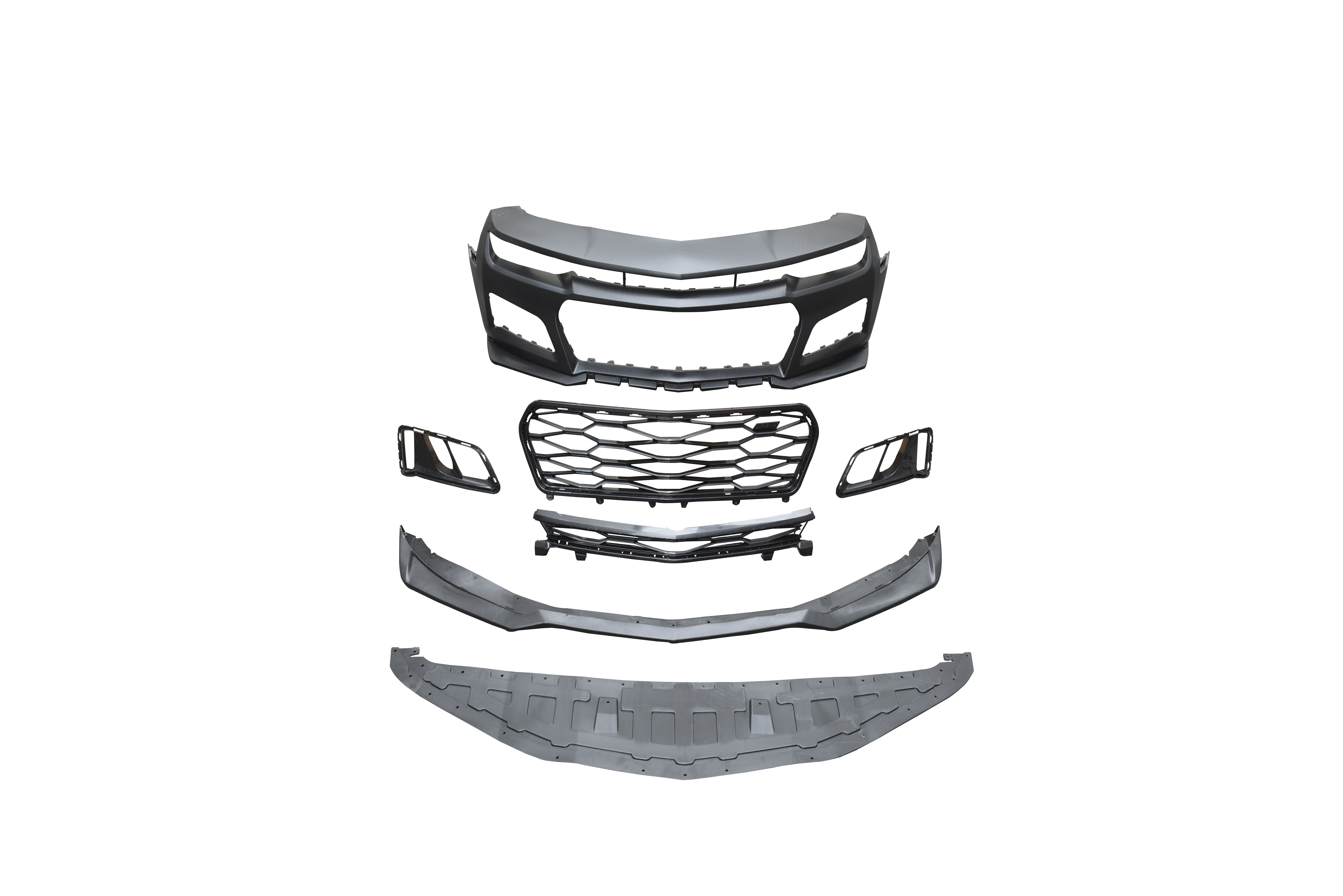 2010-2015 Chevy Camaro ZL1 Front Bumper Conversion 7pcs Full Kit Flat BLK Body Kit - Legends Auto Parts