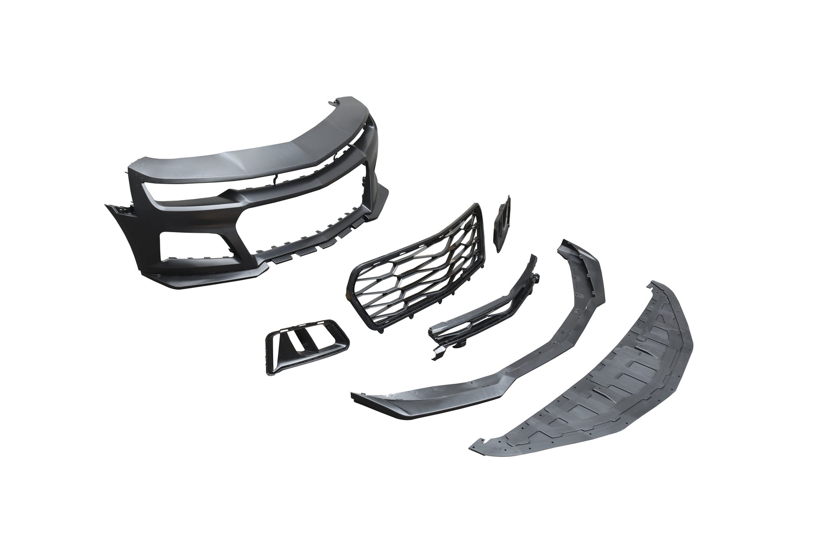 2010-2015 Chevy Camaro ZL1 Front Bumper Conversion 7pcs Full Kit Flat BLK Body Kit - Legends Auto Parts