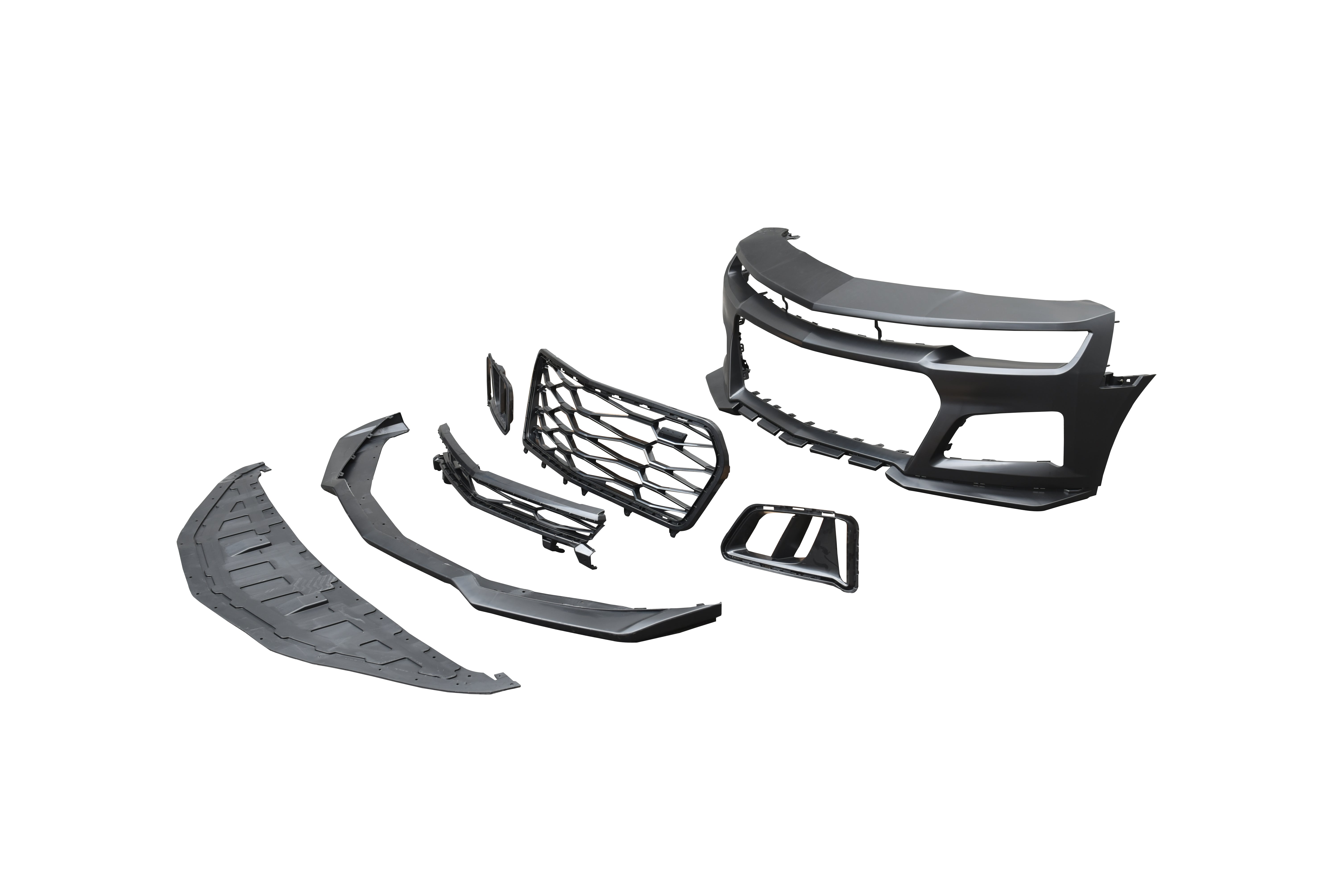 2010-2015 Chevy Camaro ZL1 Front Bumper Conversion 7pcs Full Kit Flat BLK Body Kit - Legends Auto Parts