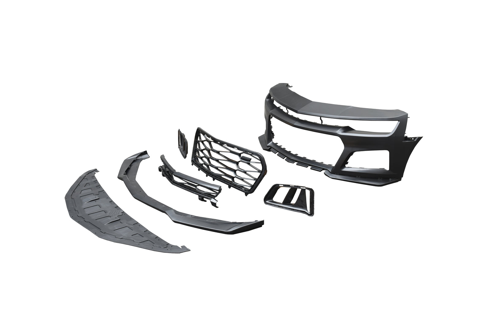 2010-2015 Chevy Camaro ZL1 Front Bumper Conversion 7pcs Full Kit Flat BLK Body Kit - Legends Auto Parts