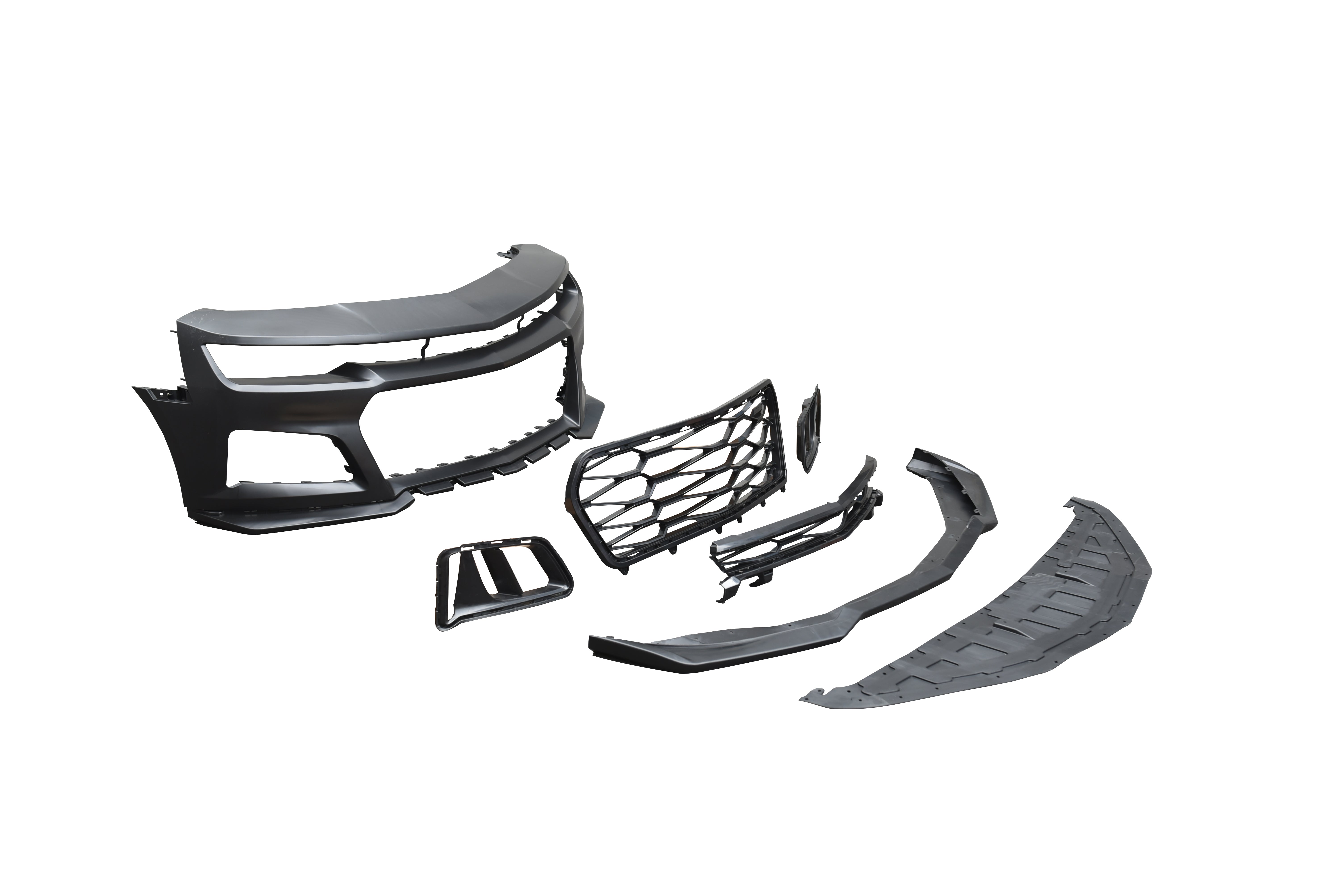 2010-2015 Chevy Camaro ZL1 Front Bumper Conversion 7pcs Full Kit Flat BLK Body Kit - Legends Auto Parts