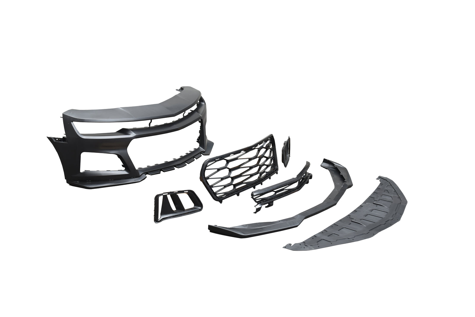 2010-2015 Chevy Camaro ZL1 Front Bumper Conversion 7pcs Full Kit Flat BLK Body Kit - Legends Auto Parts