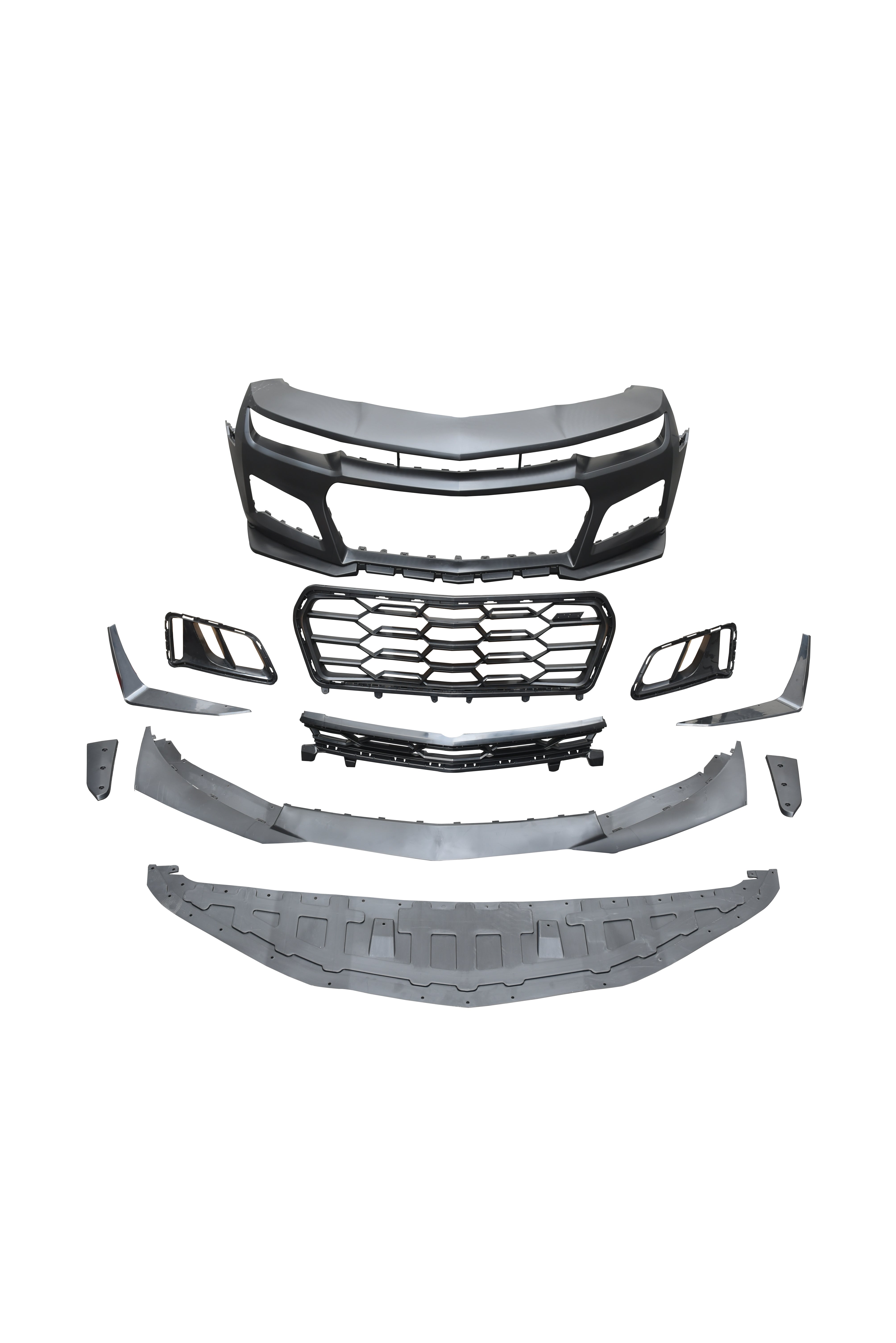 2010-2015 Chevy Camaro ZL1 1LE Track Package Front Bumper Conversion 11pcs Full Kit Flat BLK Body Kit - Legends Auto Parts