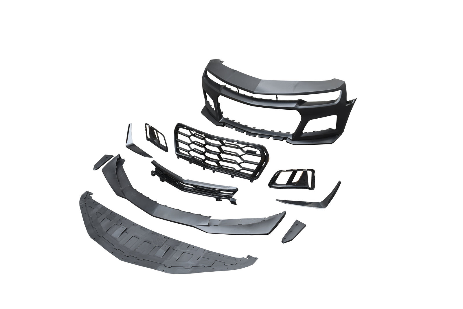 2010-2015 Chevy Camaro ZL1 1LE Track Package Front Bumper Conversion 11pcs Full Kit Flat BLK Body Kit - Legends Auto Parts