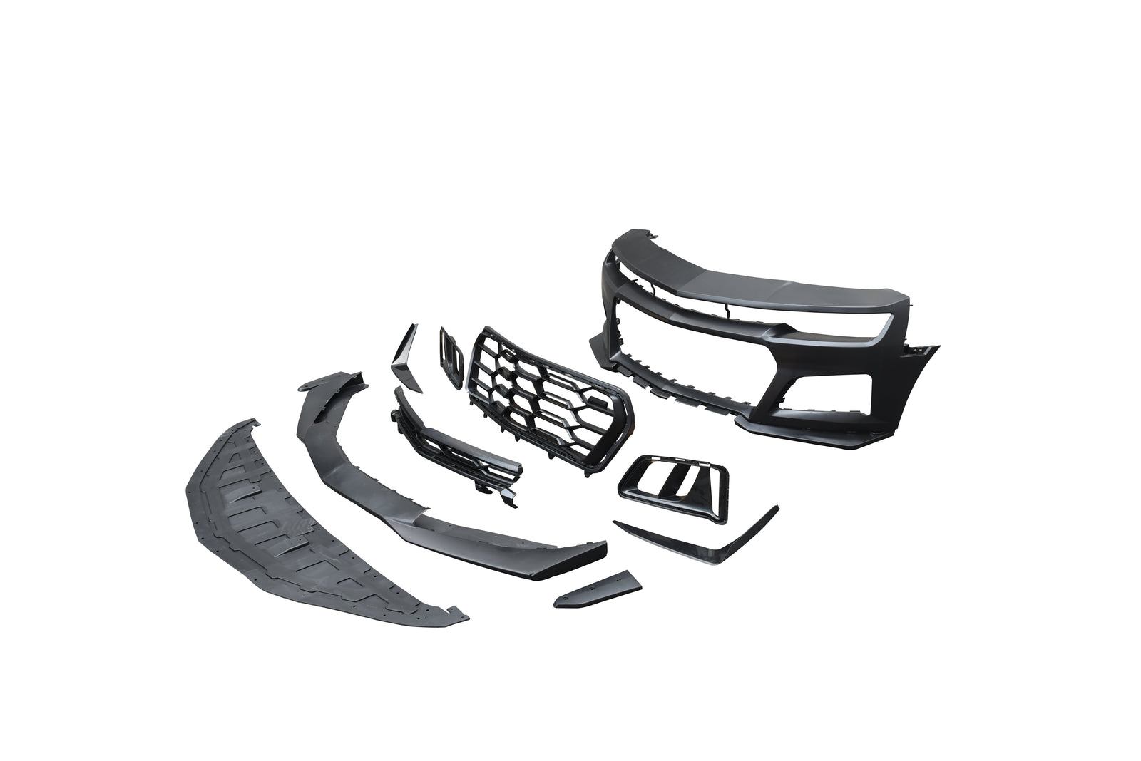 2010-2015 Chevy Camaro ZL1 1LE Track Package Front Bumper Conversion 11pcs Full Kit Flat BLK Body Kit - Legends Auto Parts