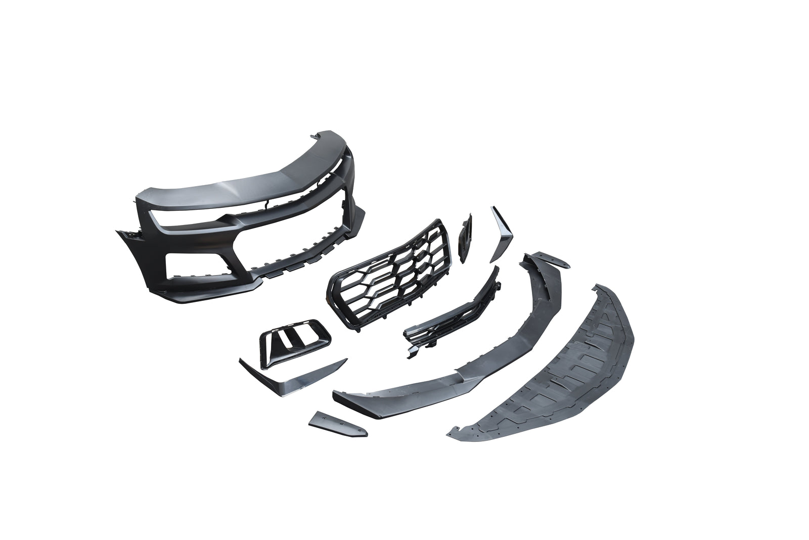 2010-2015 Chevy Camaro ZL1 1LE Track Package Front Bumper Conversion 11pcs Full Kit Flat BLK Body Kit - Legends Auto Parts